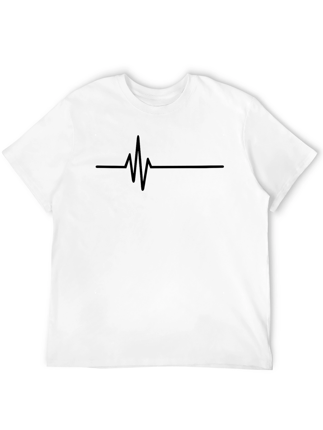 Black Heartbeat Line Graphic Tee - Casual Style