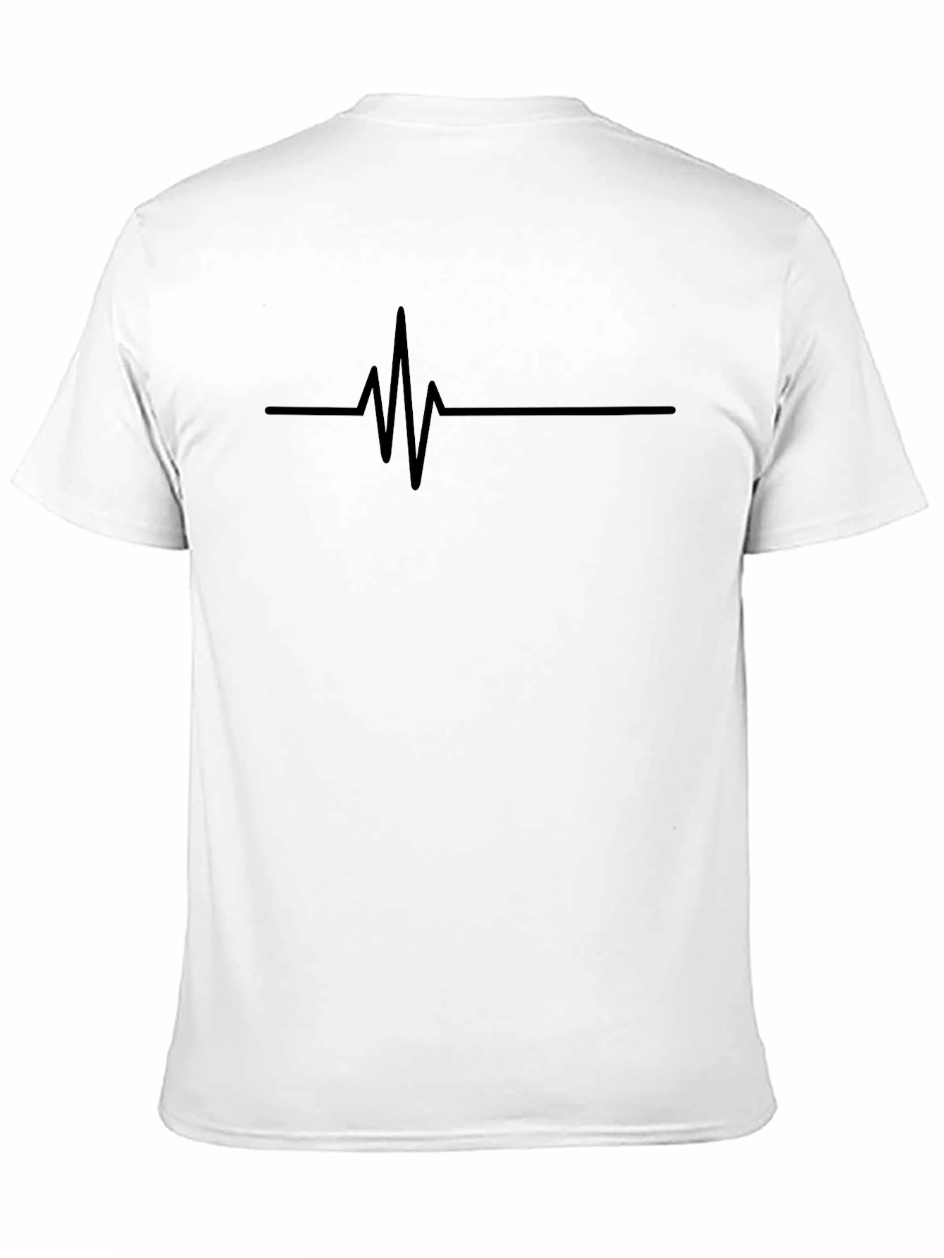 Black Heartbeat Line Graphic Tee - Casual Style