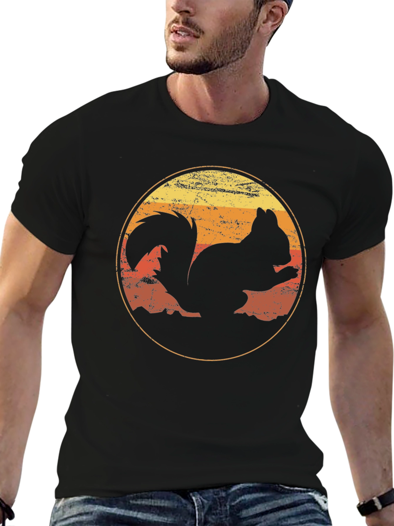 Retro Squirrel Graphic Tee - Classic Crew Neck T-Shirt
