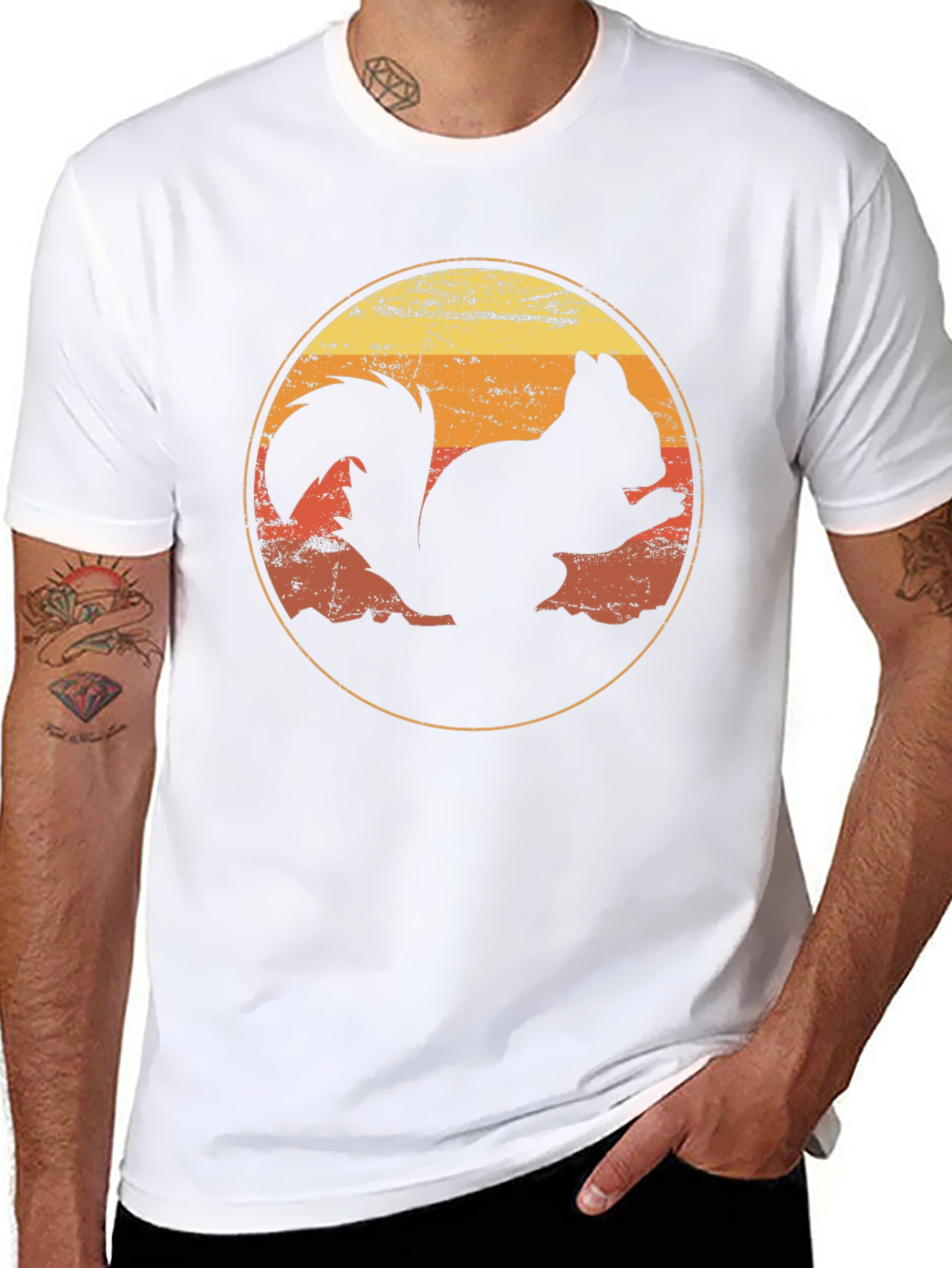 Retro Squirrel Graphic Tee - Classic Crew Neck T-Shirt