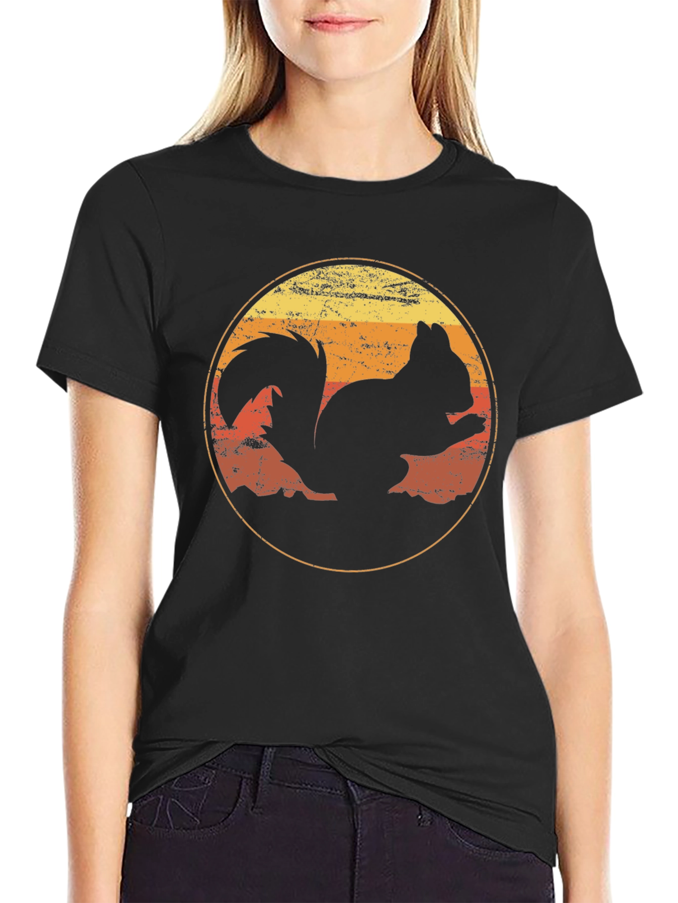 Retro Squirrel Graphic Tee - Classic Crew Neck T-Shirt