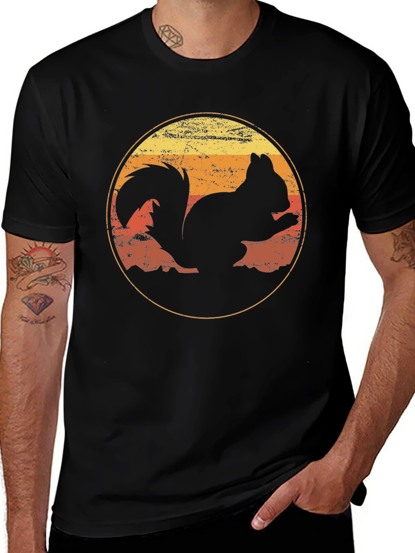 Retro Squirrel Graphic Tee - Classic Crew Neck T-Shirt