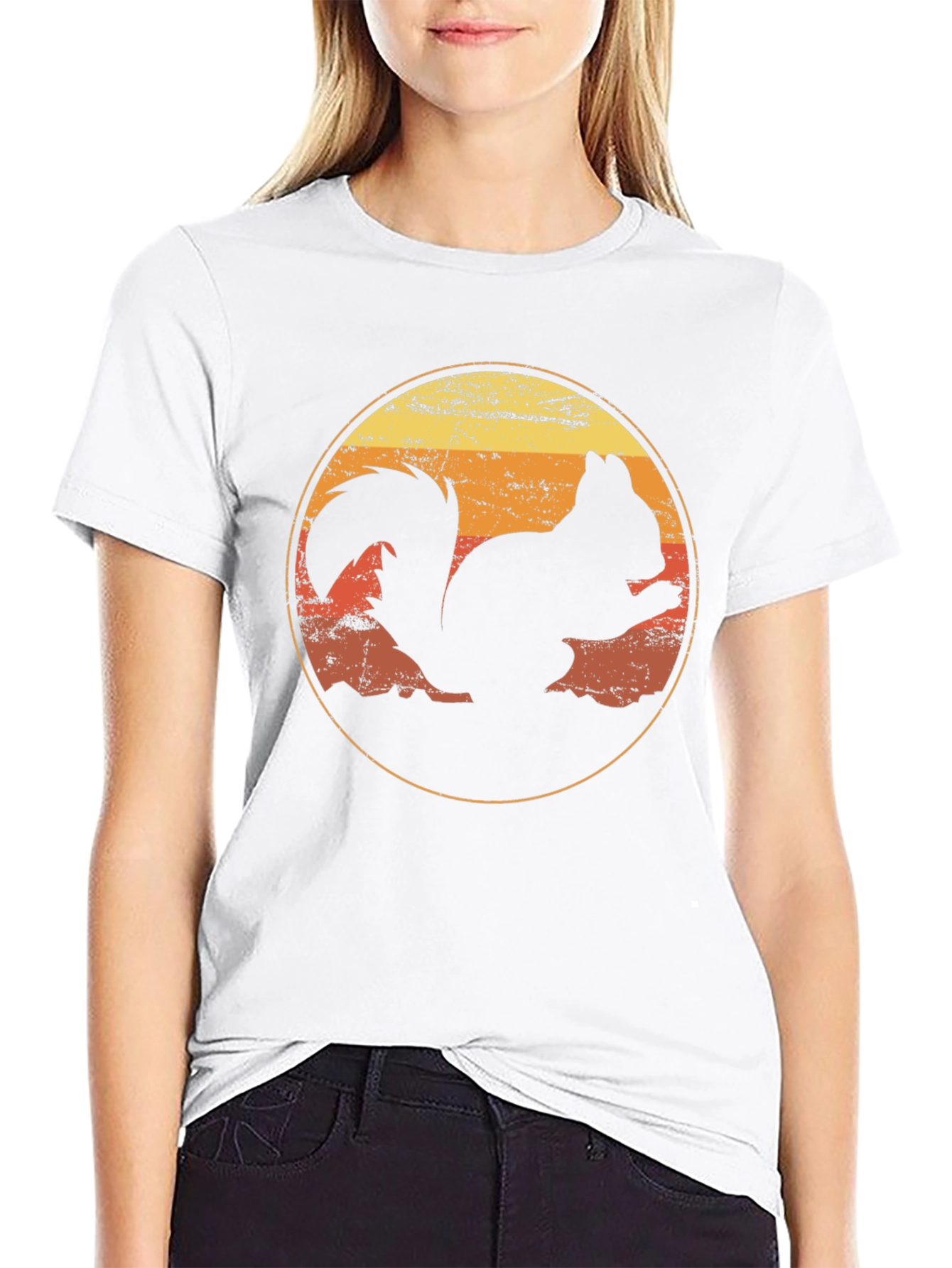 Retro Squirrel Graphic Tee - Classic Crew Neck T-Shirt