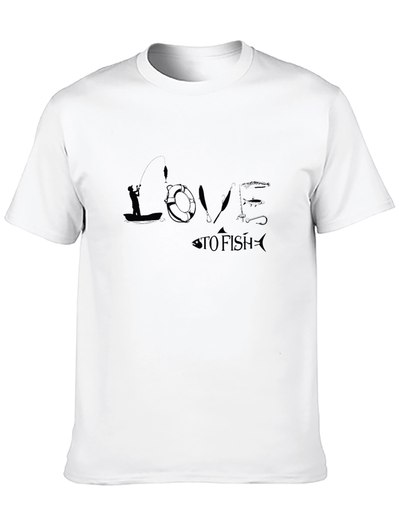 Love to Fish Graphic Black T-Shirt