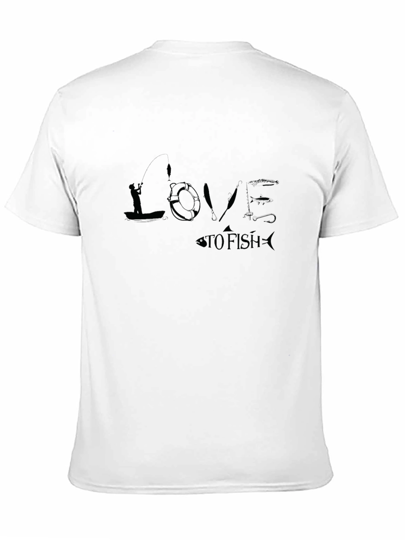 Love to Fish Graphic Black T-Shirt