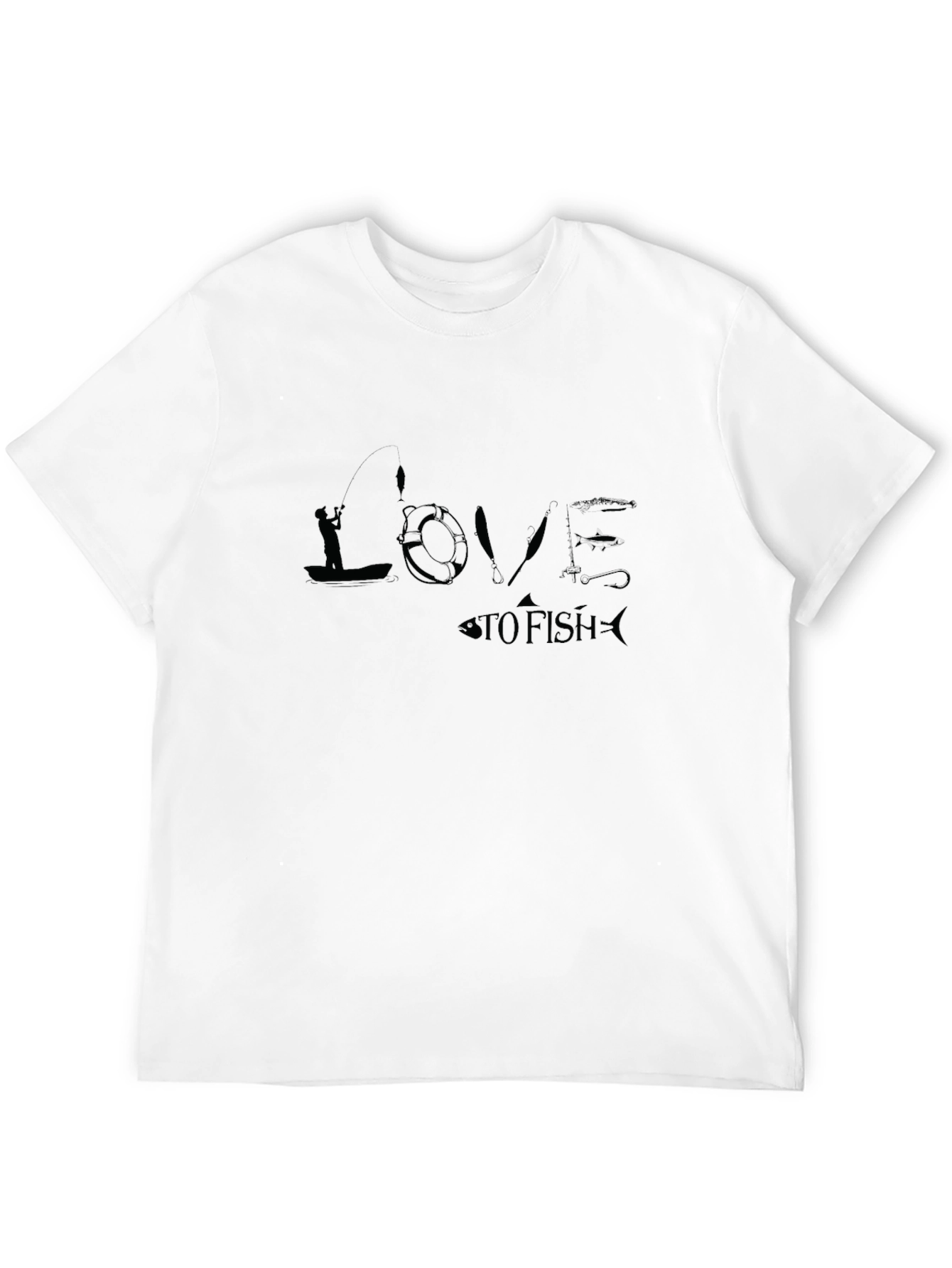 Love to Fish Graphic Black T-Shirt