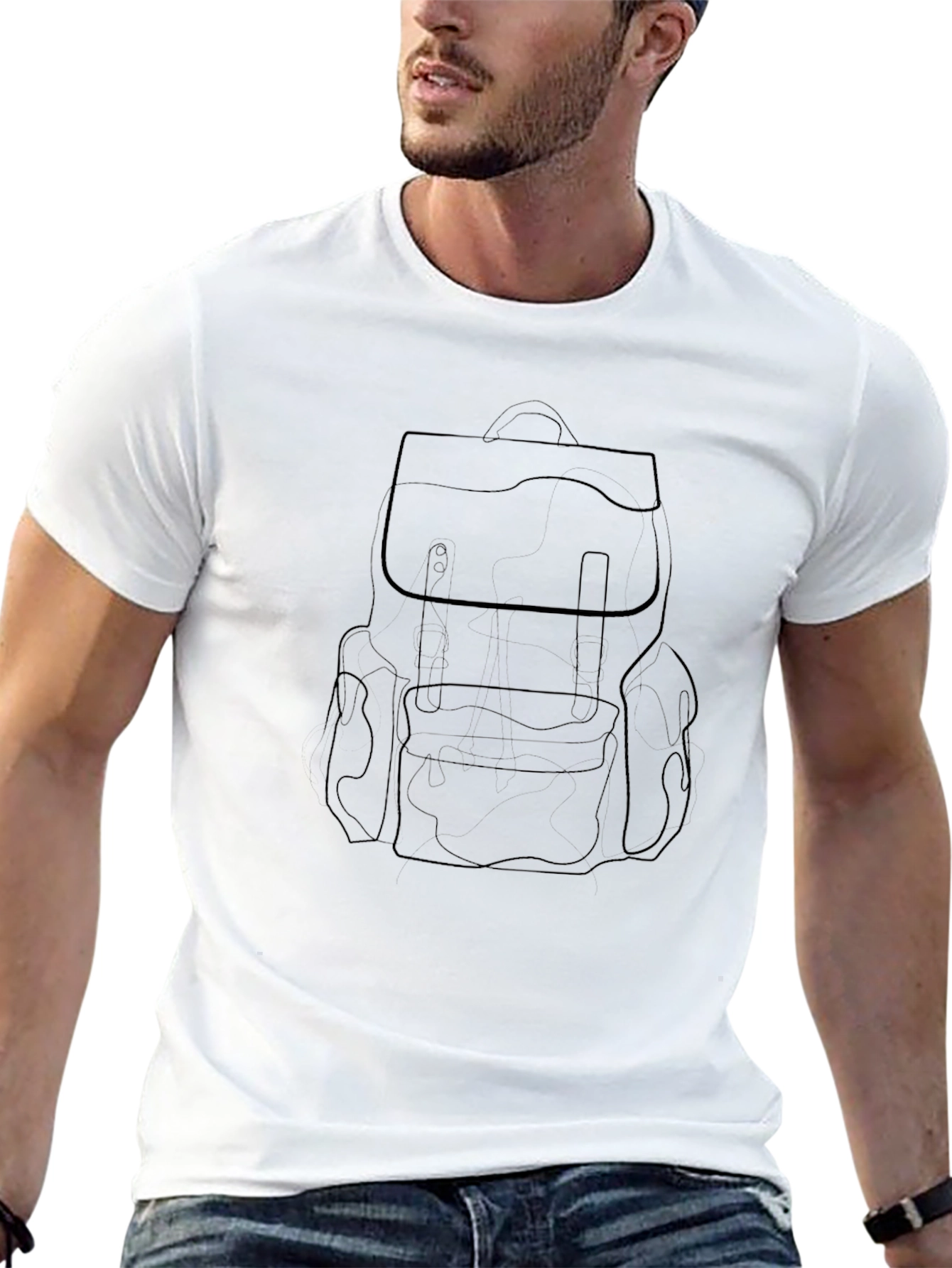 Black Backpack Graphic Tee - Minimalist Style