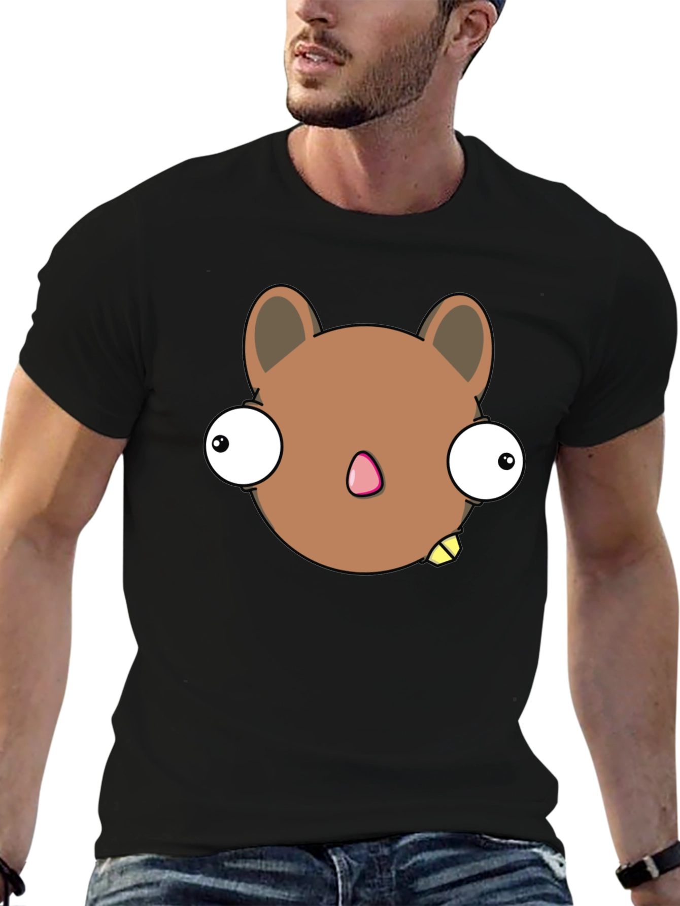 Funny Cartoon Character Graphic Black T-Shirt