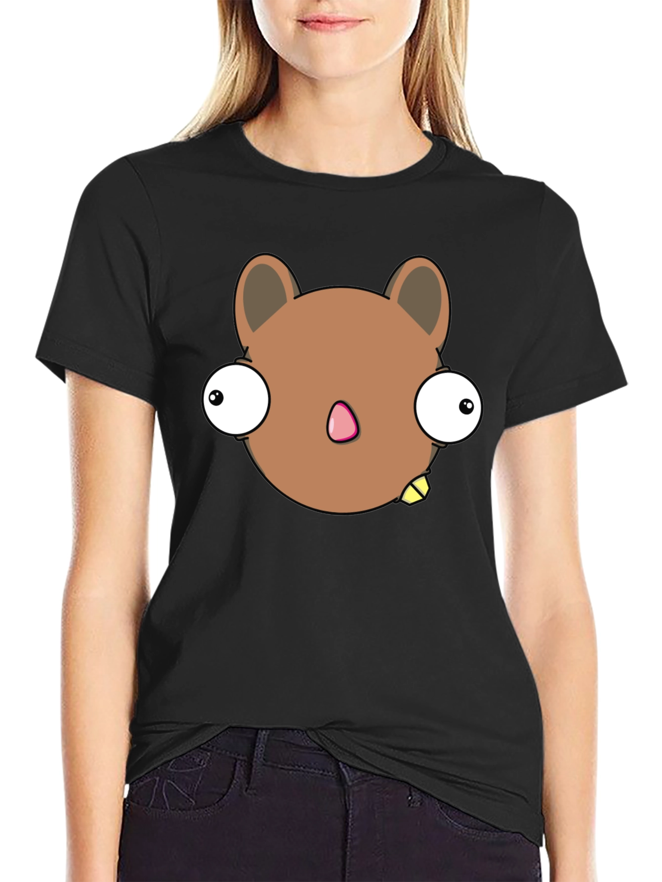 Funny Cartoon Character Graphic Black T-Shirt