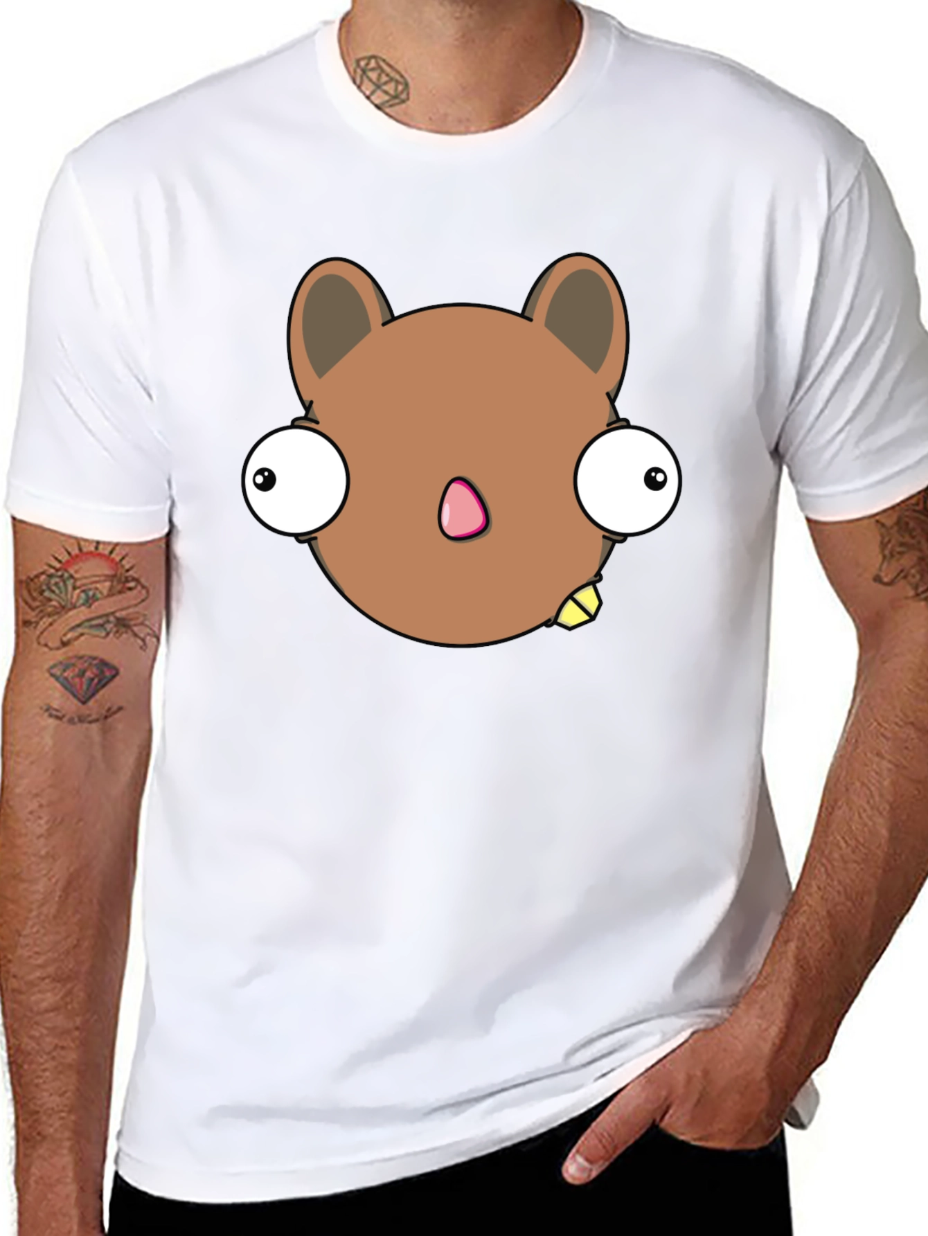 Funny Cartoon Character Graphic Black T-Shirt