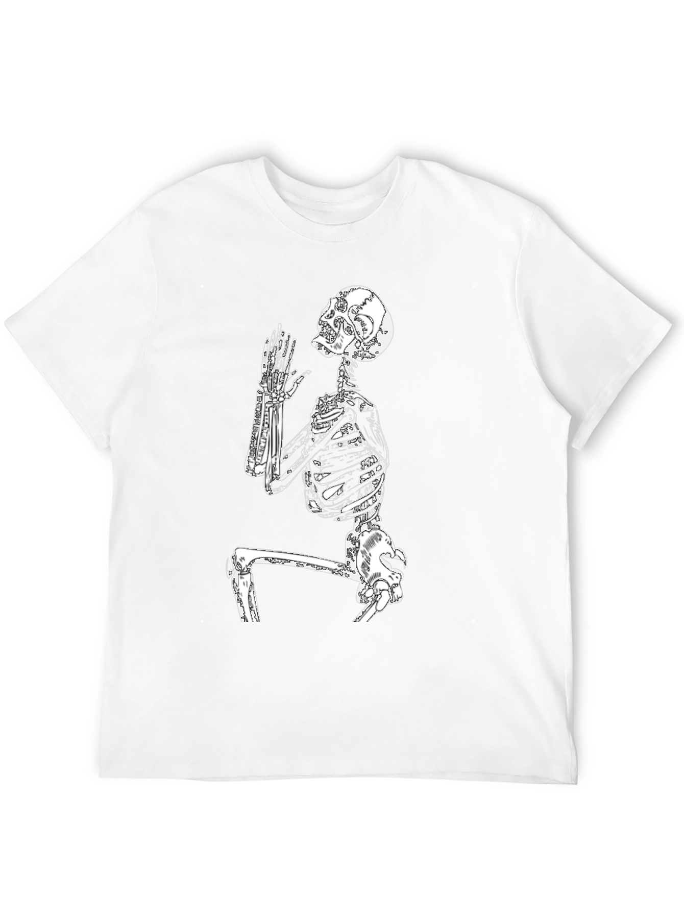 Skeleton Praying Graphic Tee - Black Cotton T-Shirt
