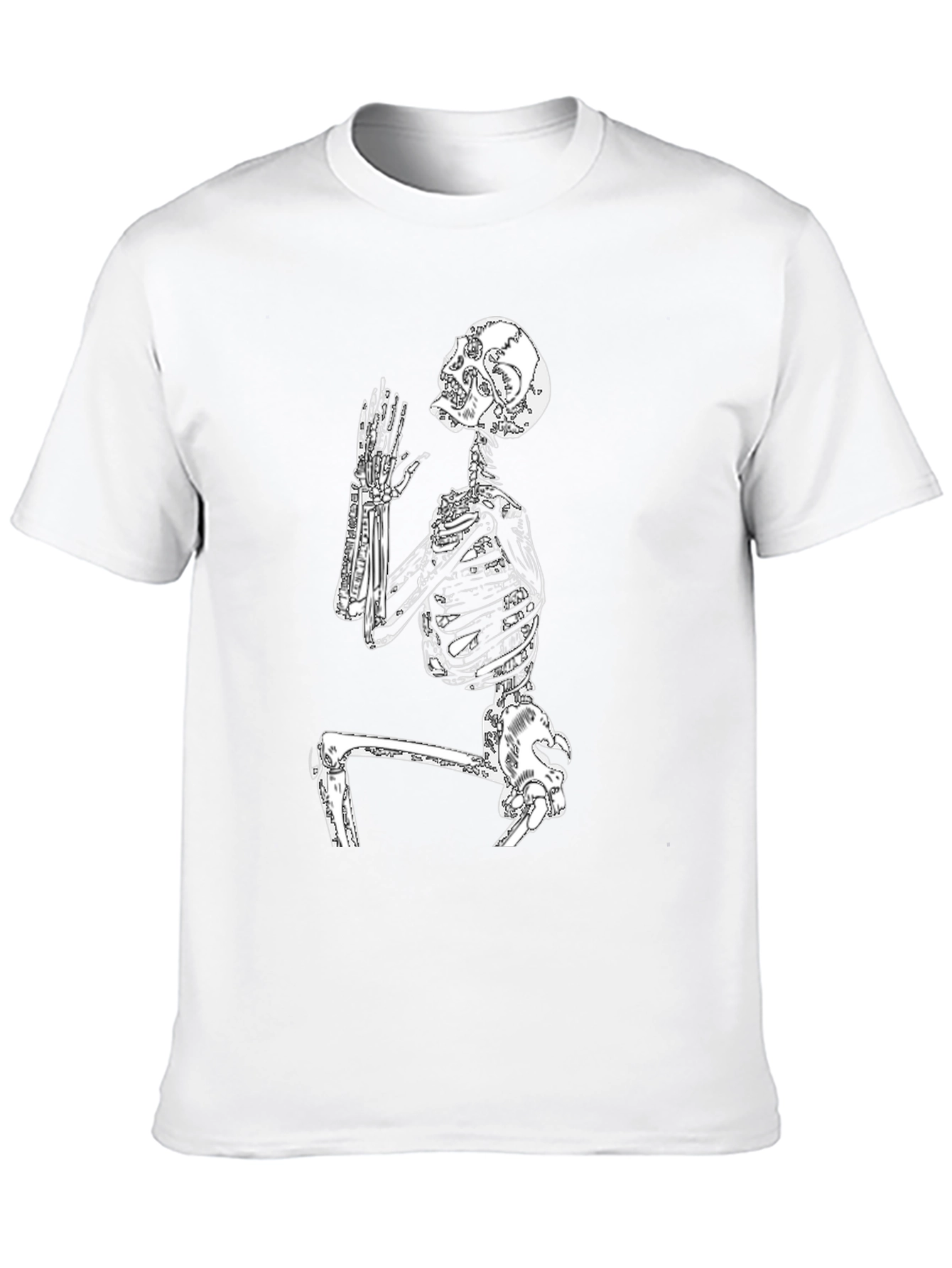 Skeleton Praying Graphic Tee - Black Cotton T-Shirt