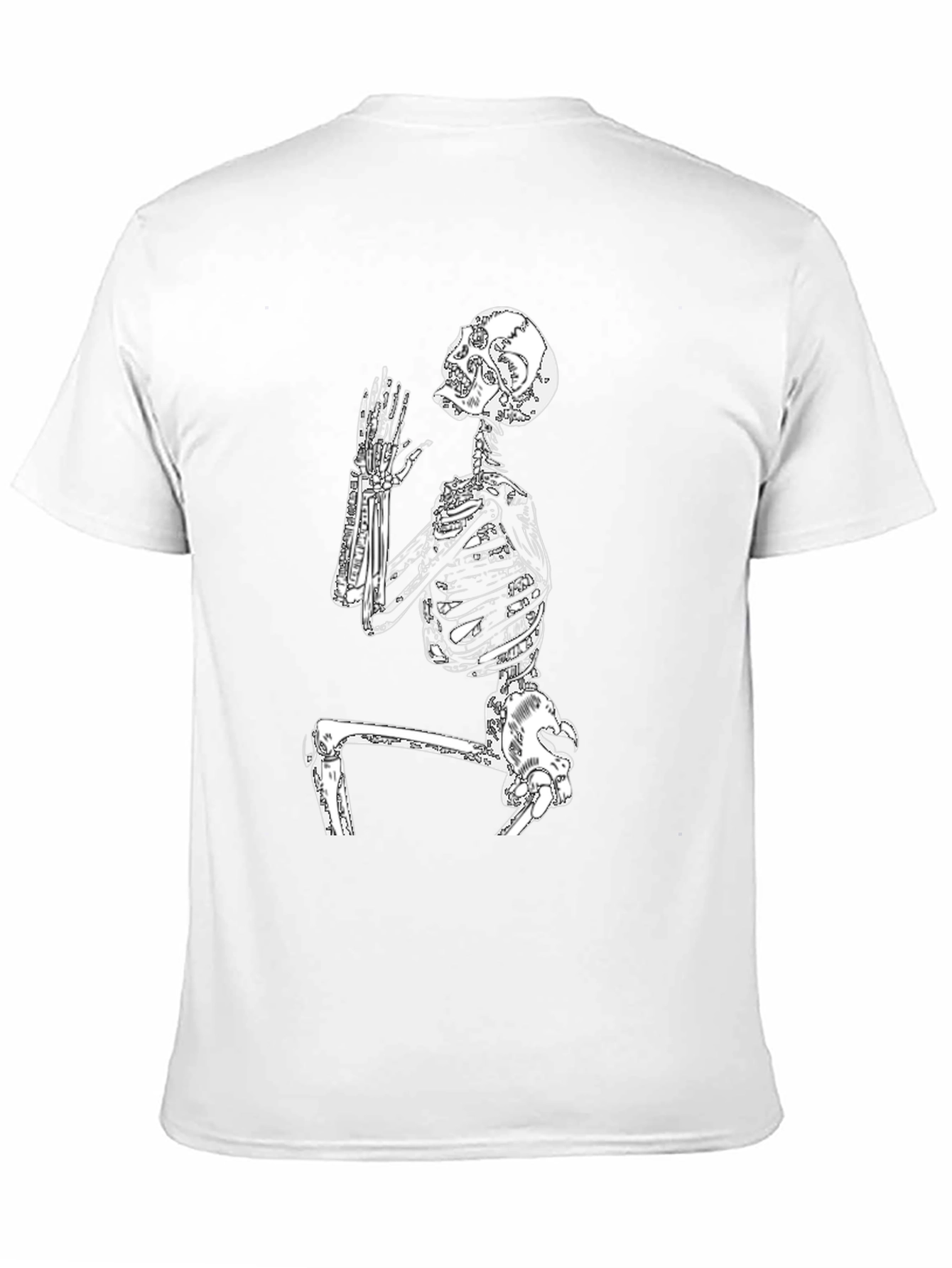 Skeleton Praying Graphic Tee - Black Cotton T-Shirt