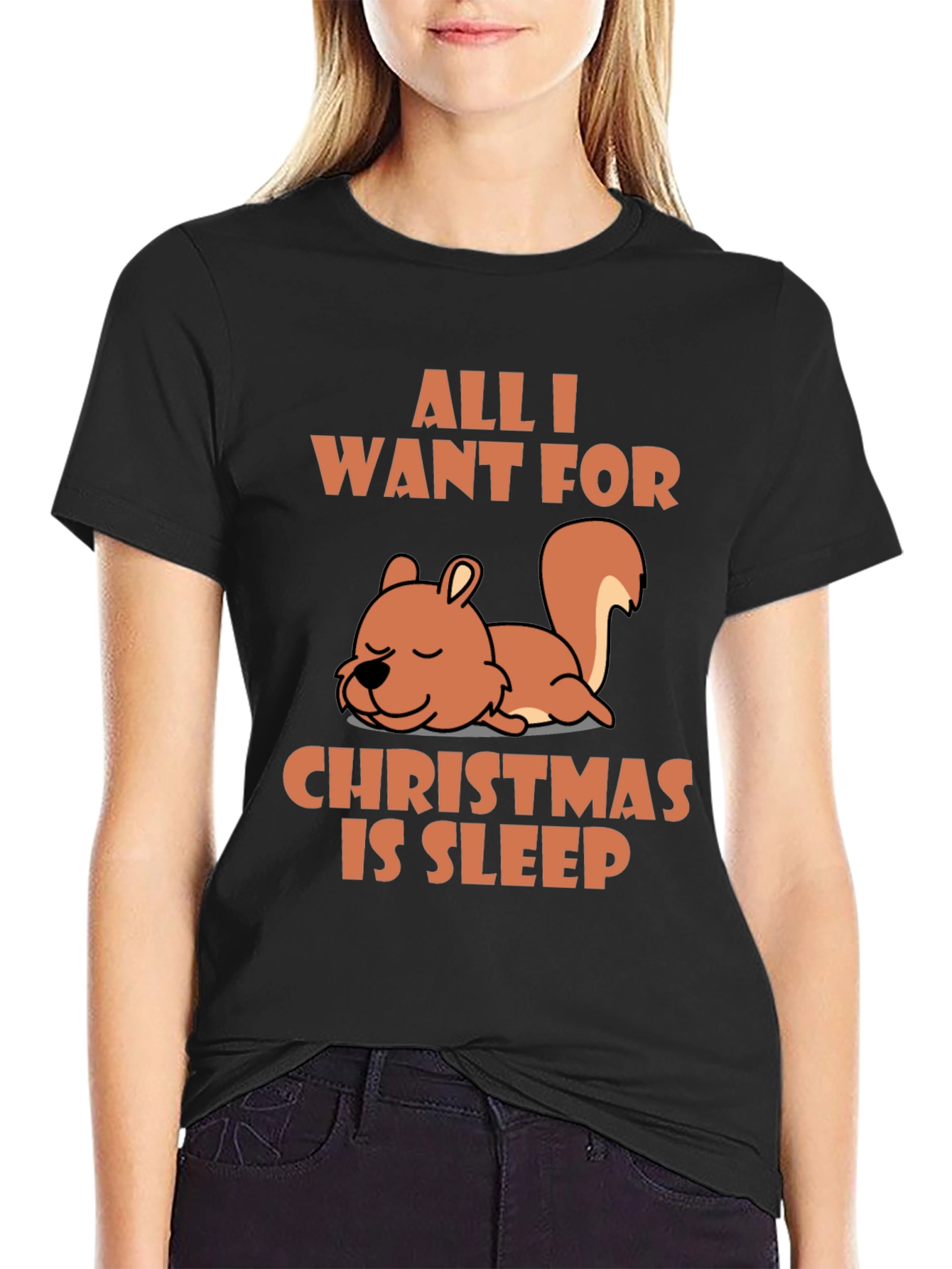 Sleepy Squirrel Christmas T-Shirt