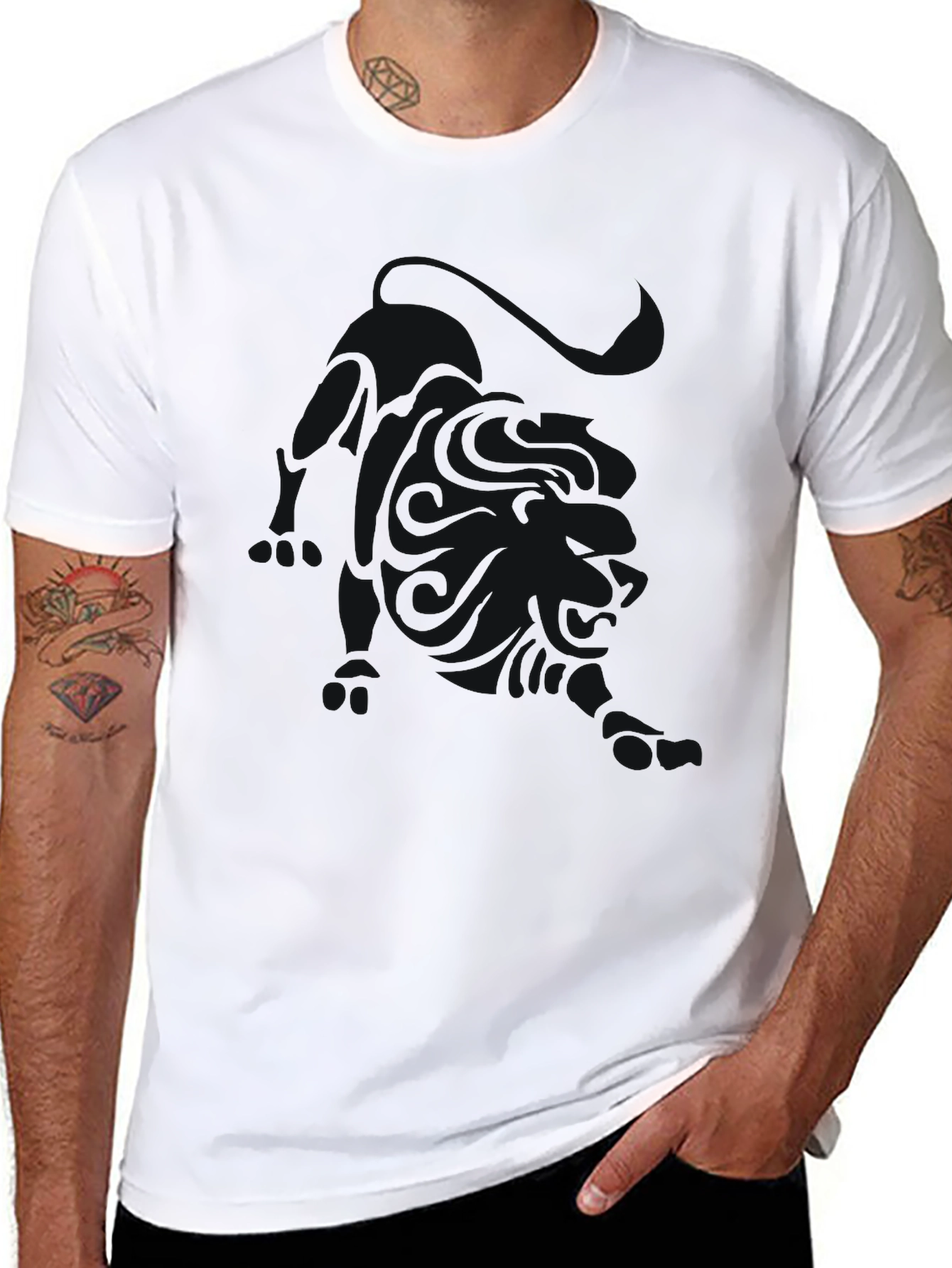 Mens Solid Black Crew Neck Short Sleeve T-Shirt