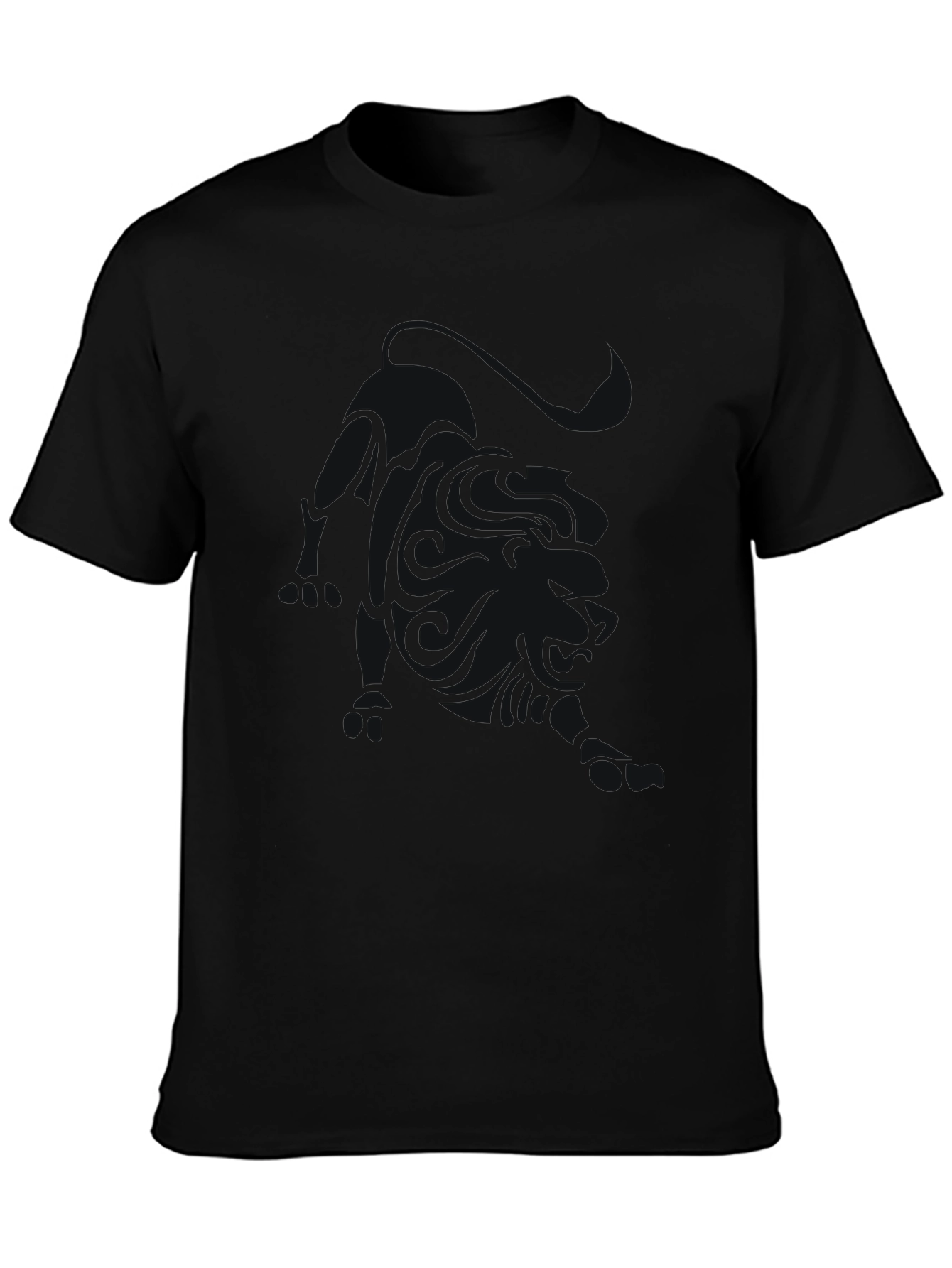 Mens Solid Black Crew Neck Short Sleeve T-Shirt