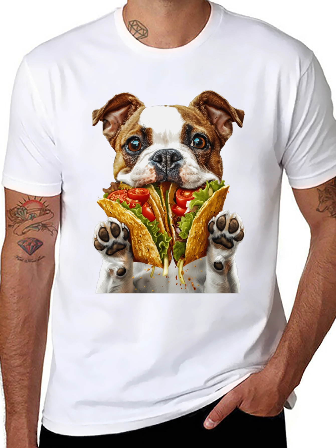 Taco Dog Graphic T-Shirt - Novelty Foodie Tee