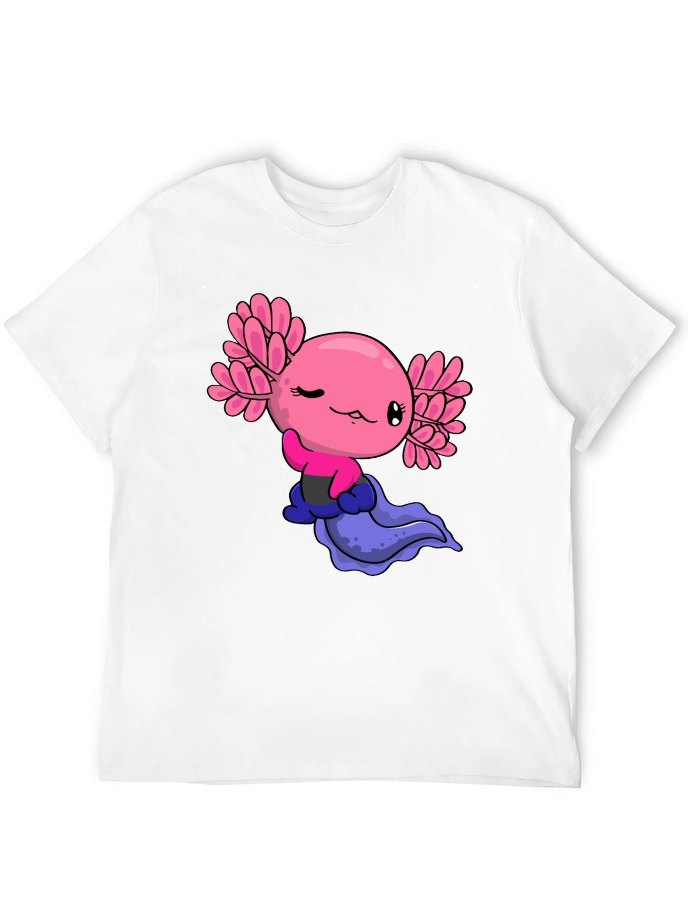 Cute Axolotl Cartoon Black T-Shirt
