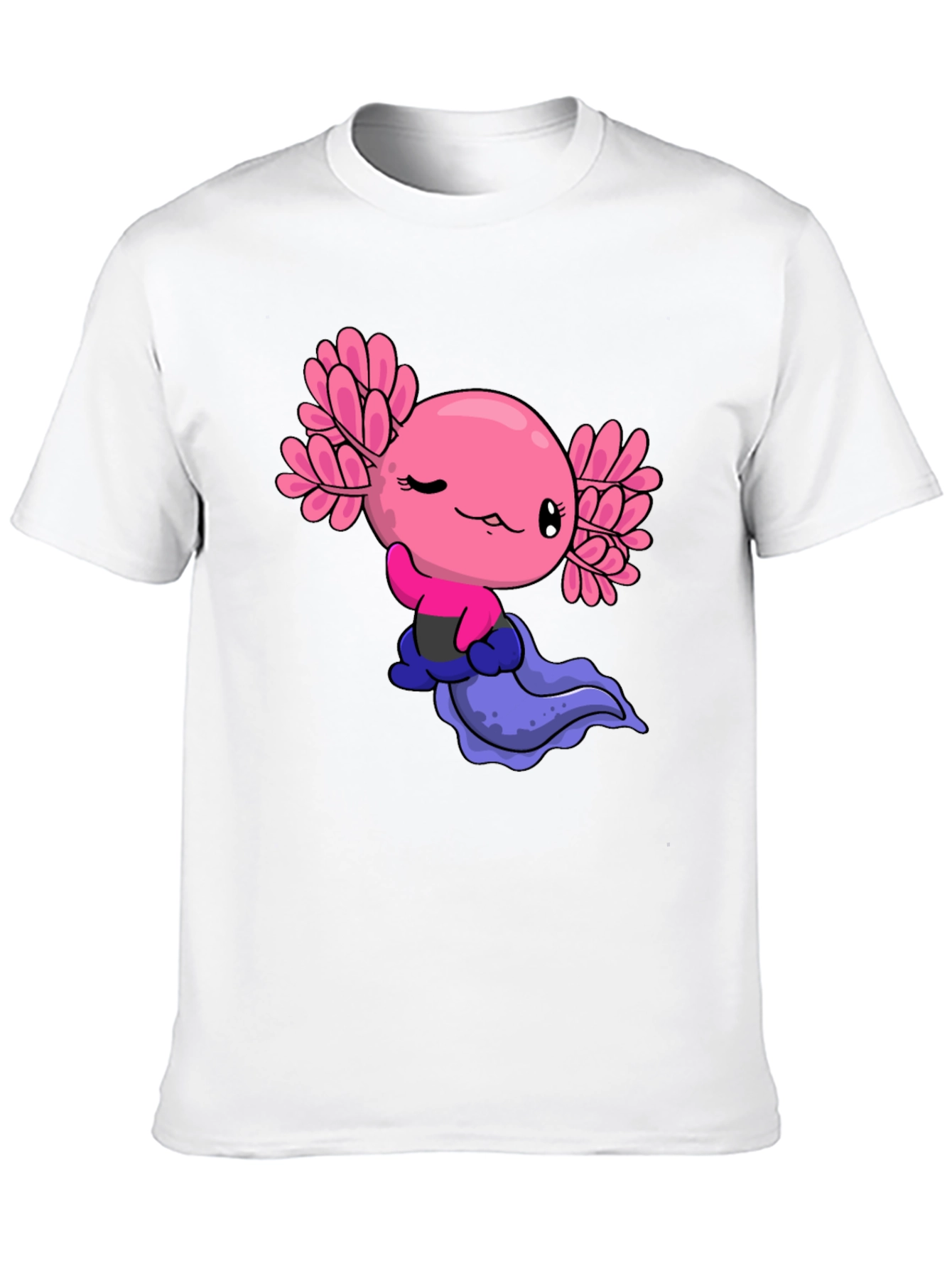 Cute Axolotl Cartoon Black T-Shirt
