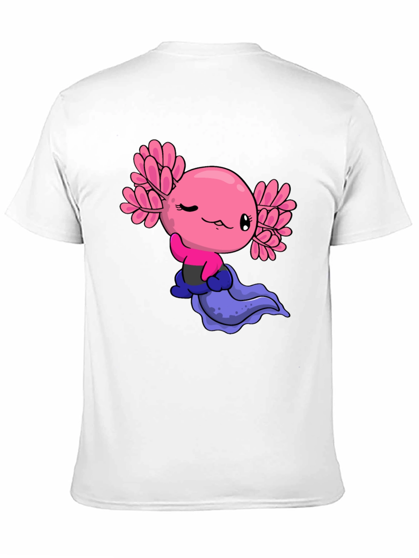 Cute Axolotl Cartoon Black T-Shirt