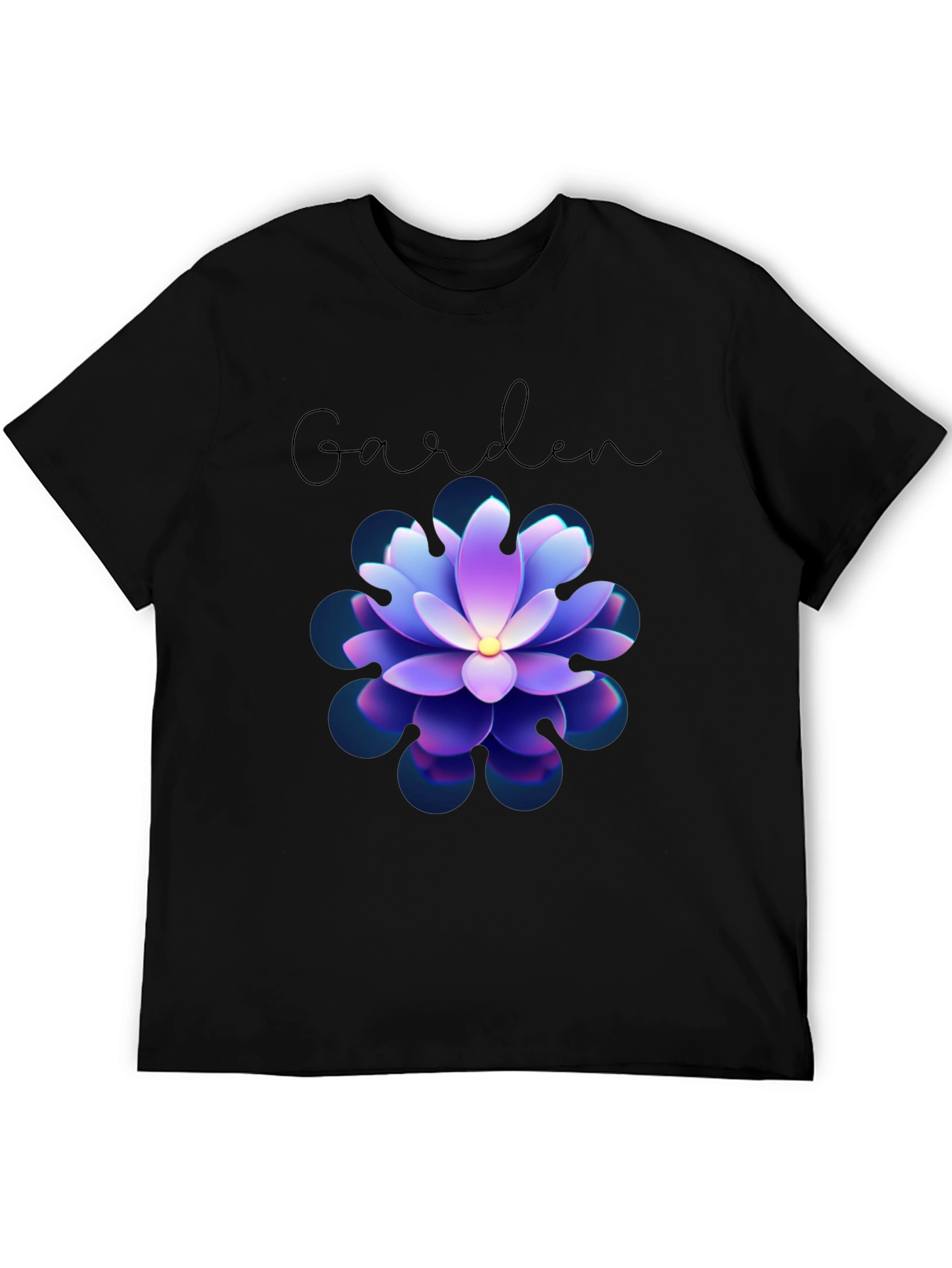 Garden Floral T-Shirt - Stylish Mens Black Tee