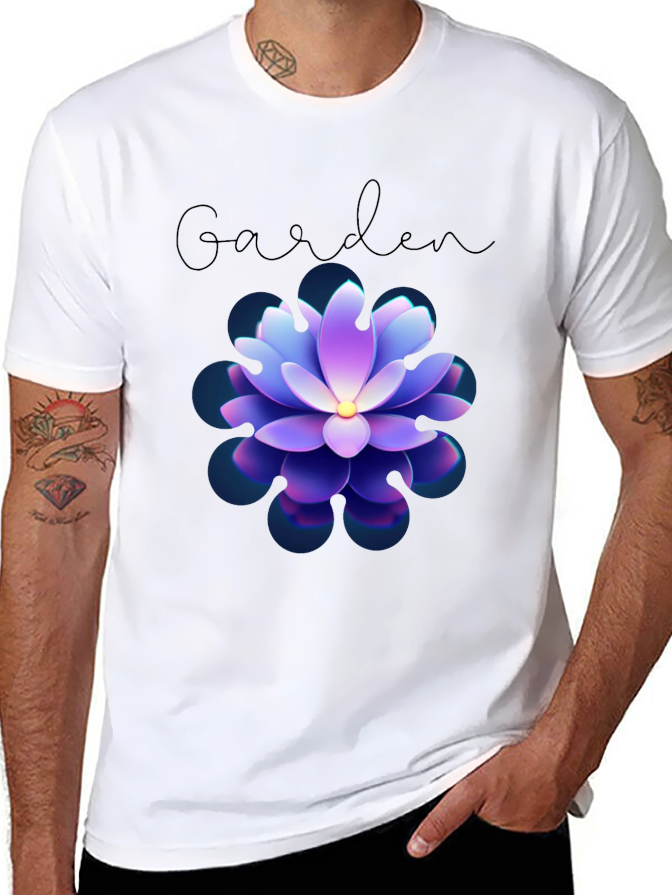 Garden Floral T-Shirt - Stylish Mens Black Tee