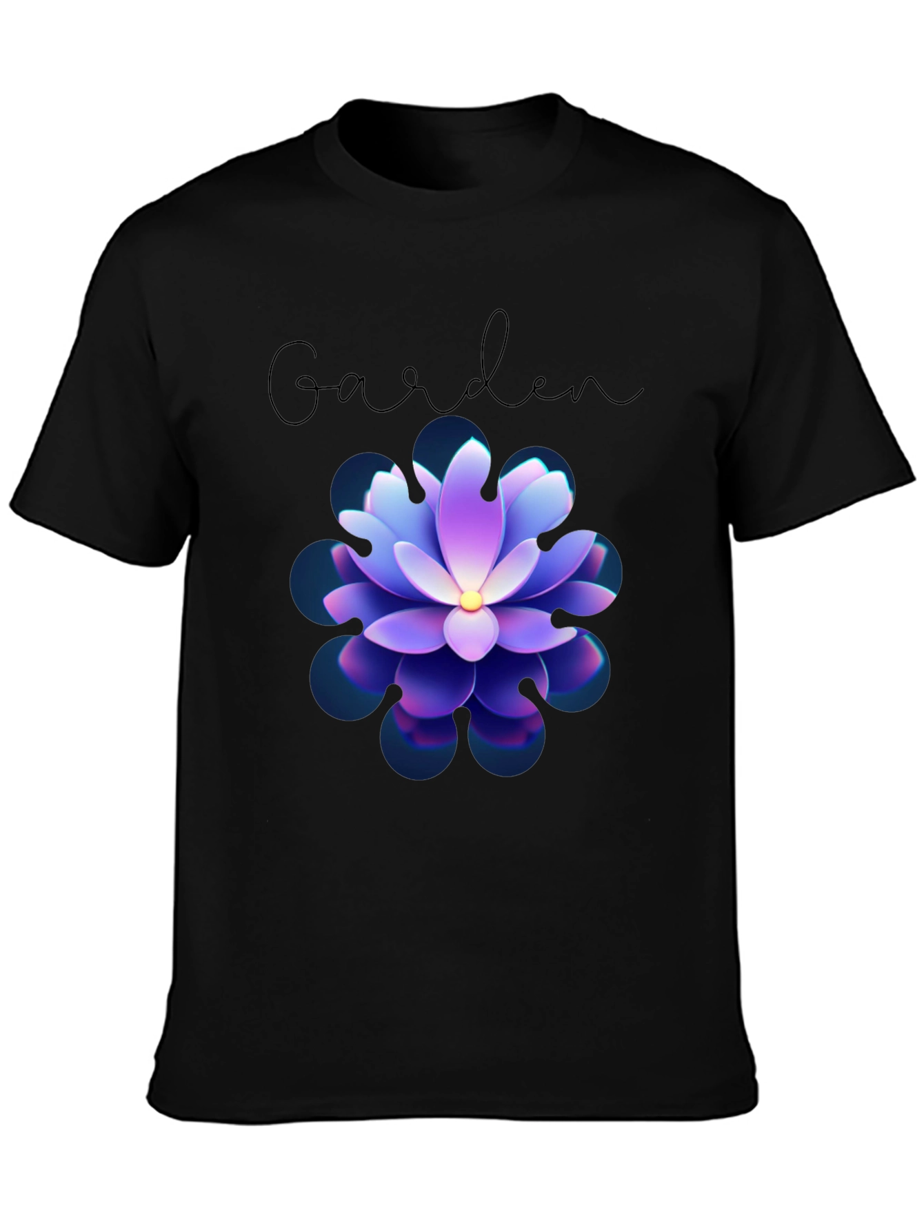 Garden Floral T-Shirt - Stylish Mens Black Tee
