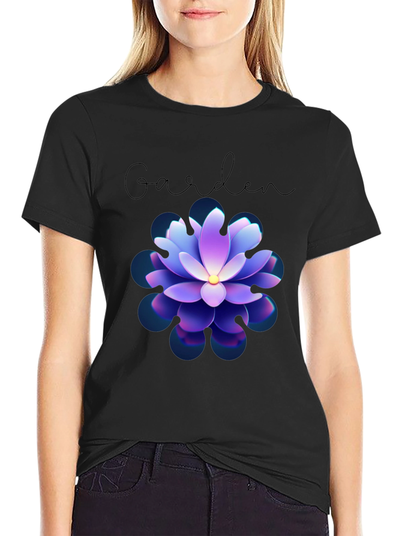 Garden Floral T-Shirt - Stylish Mens Black Tee