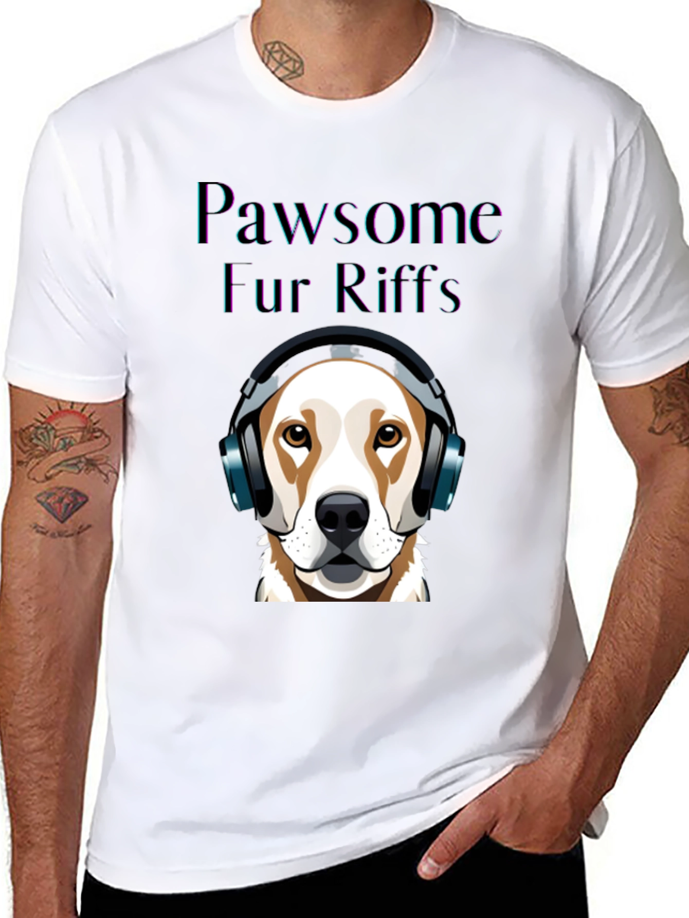 Pawsome Fur Riffs T-Shirt: Dog Lovers Music Tee