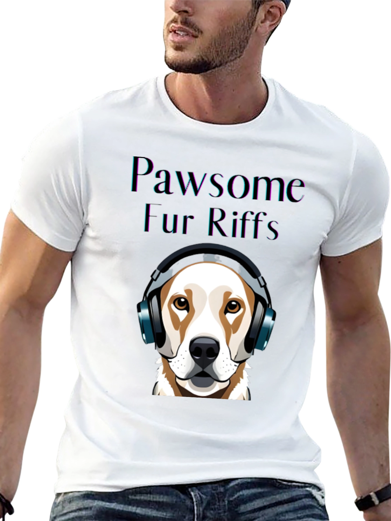 Pawsome Fur Riffs T-Shirt: Dog Lovers Music Tee
