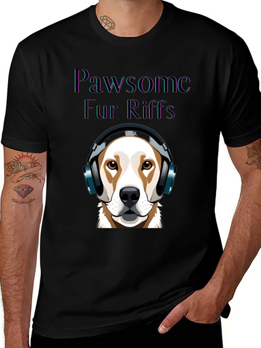 Pawsome Fur Riffs T-Shirt: Dog Lovers Music Tee
