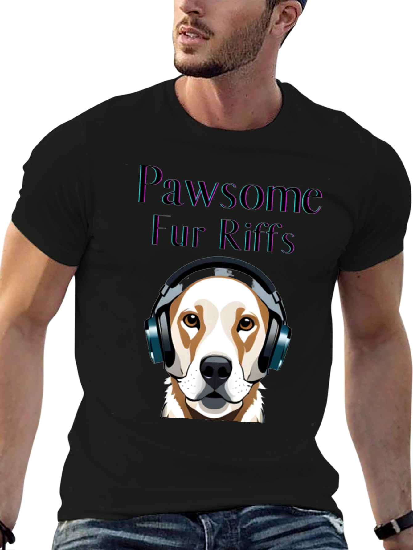 Pawsome Fur Riffs T-Shirt: Dog Lovers Music Tee