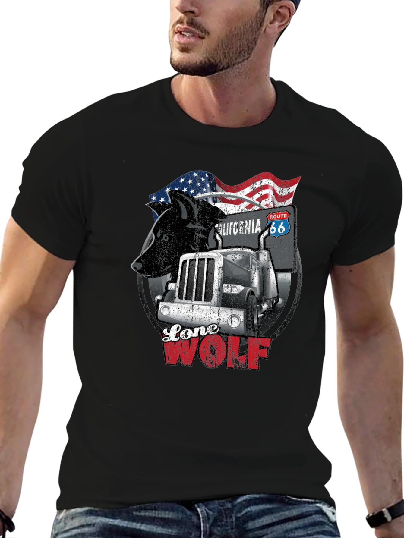 Lone Wolf Trucker T-Shirt - Route 66