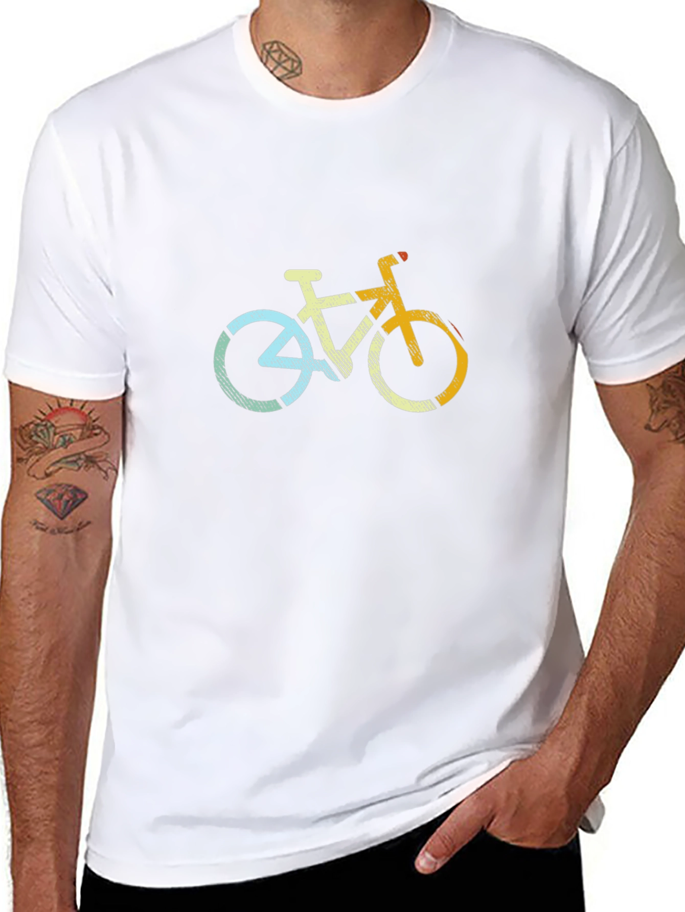 Retro Bicycle Graphic Tee - Casual Cotton T-Shirt