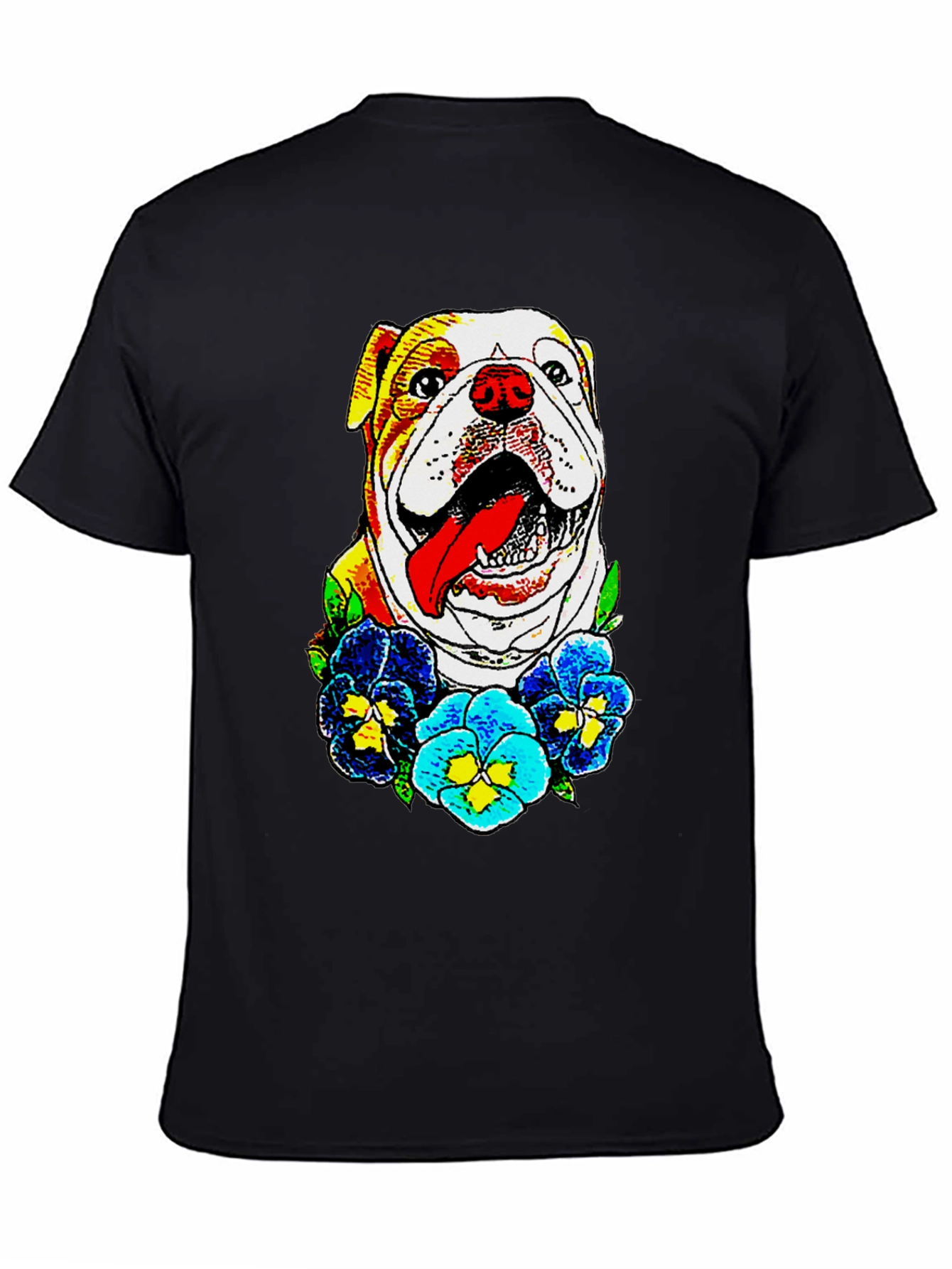 Bulldog & Flowers Graphic Tee