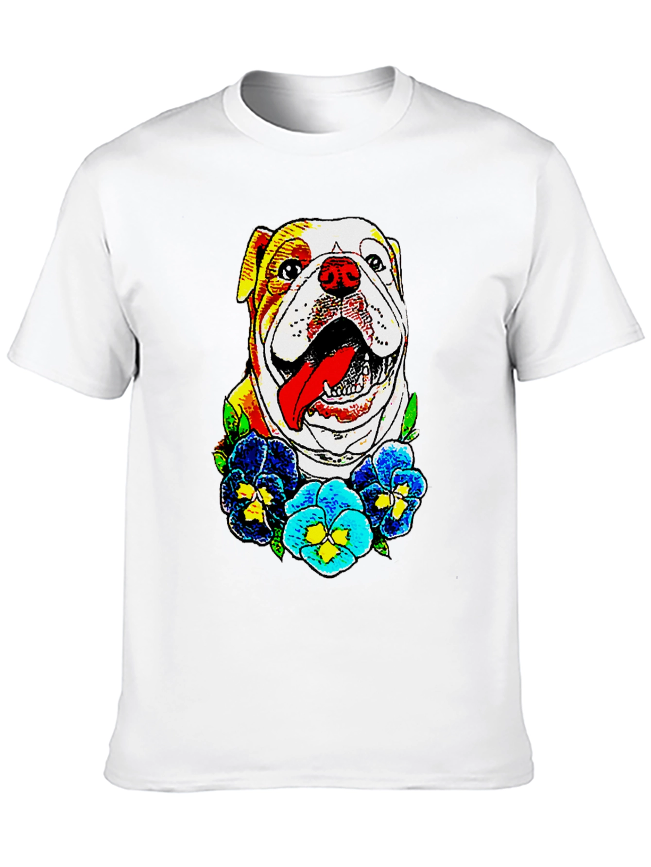 Bulldog & Flowers Graphic Tee