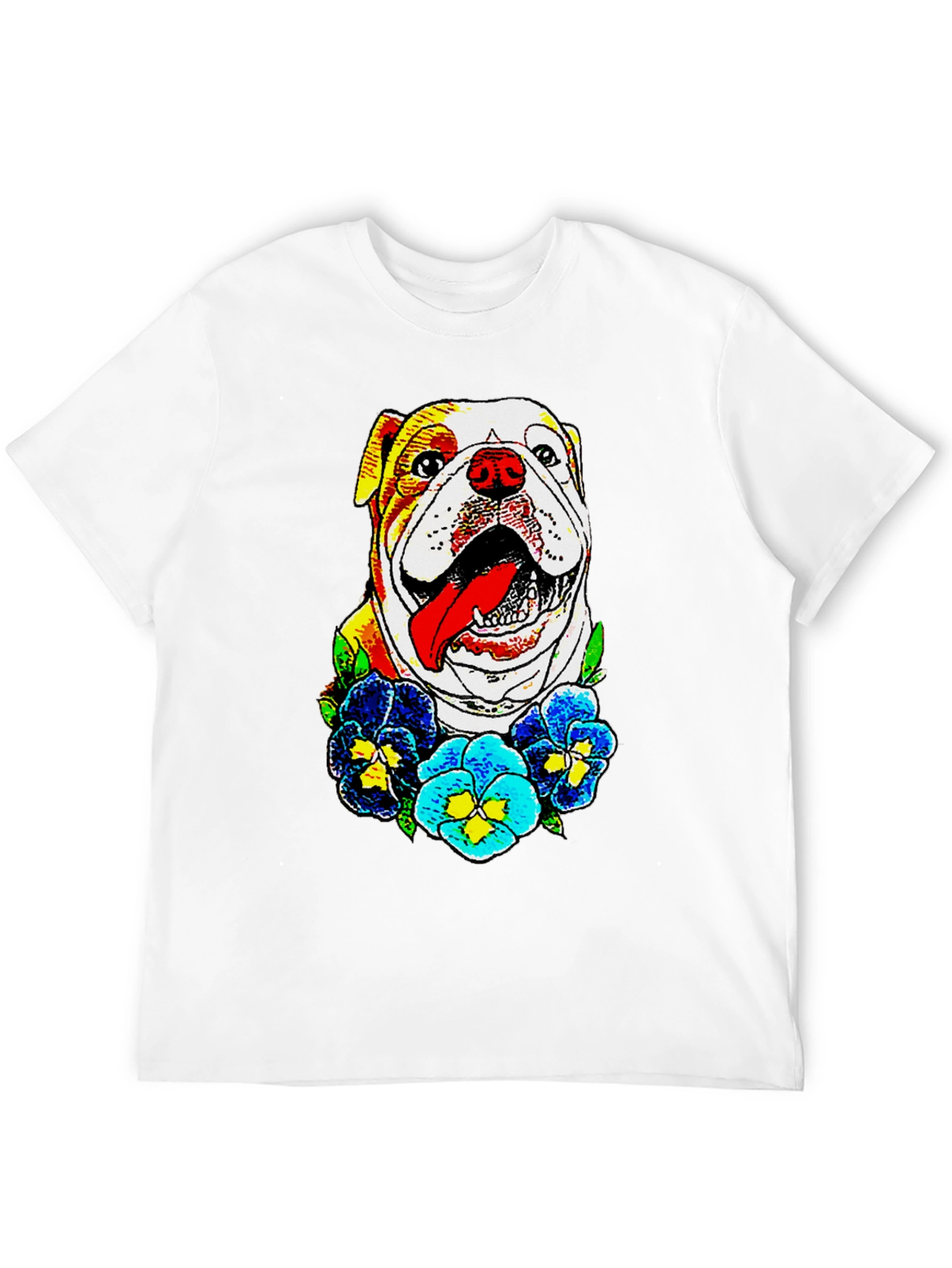 Bulldog & Flowers Graphic Tee