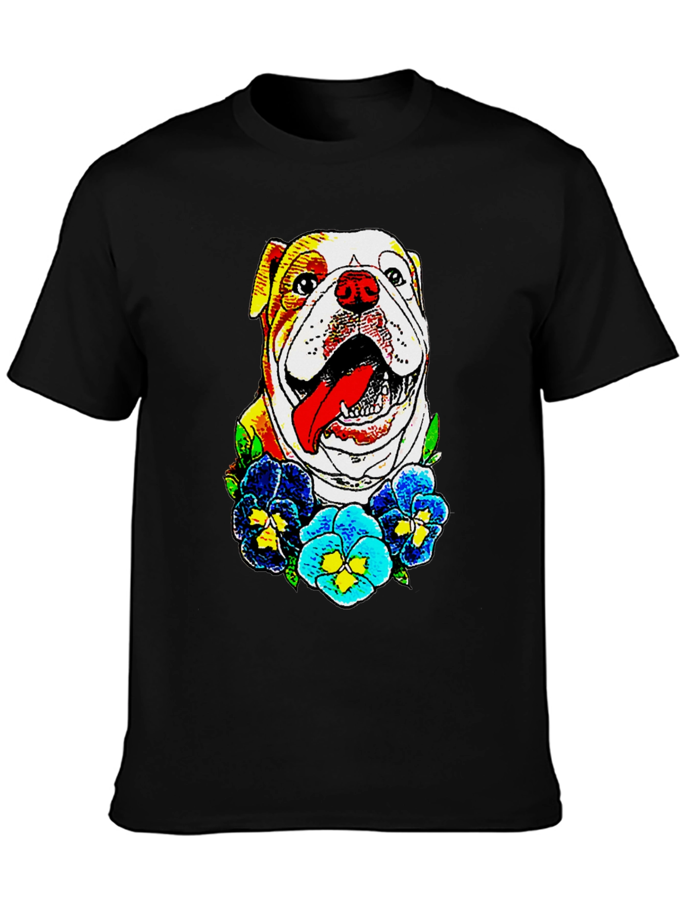 Bulldog & Flowers Graphic Tee