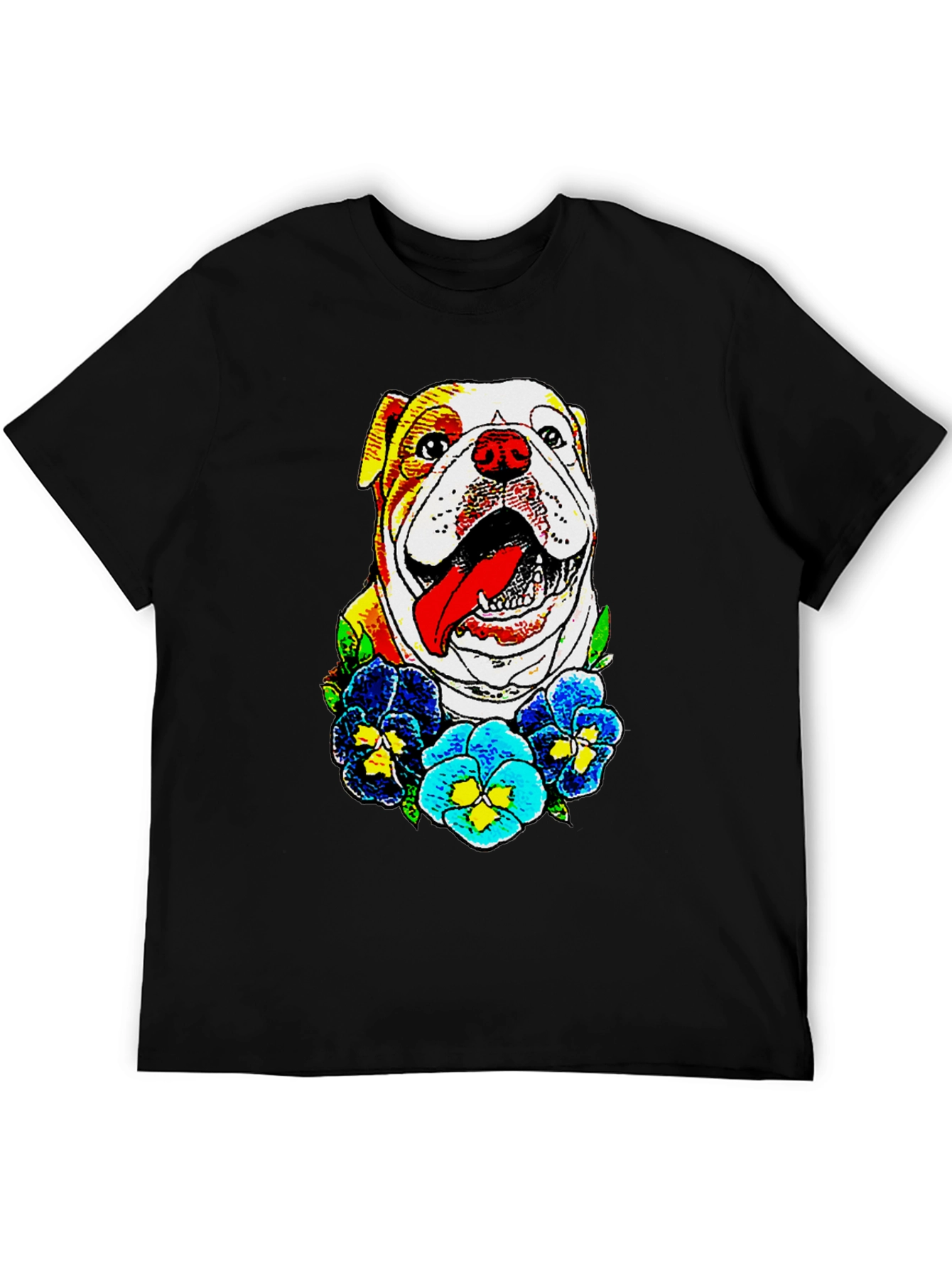 Bulldog & Flowers Graphic Tee