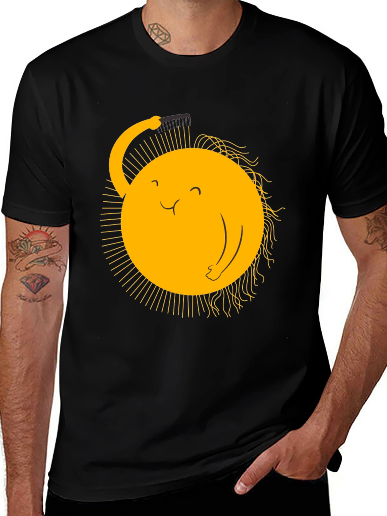 Funny Sun Combing Hair Graphic Tee