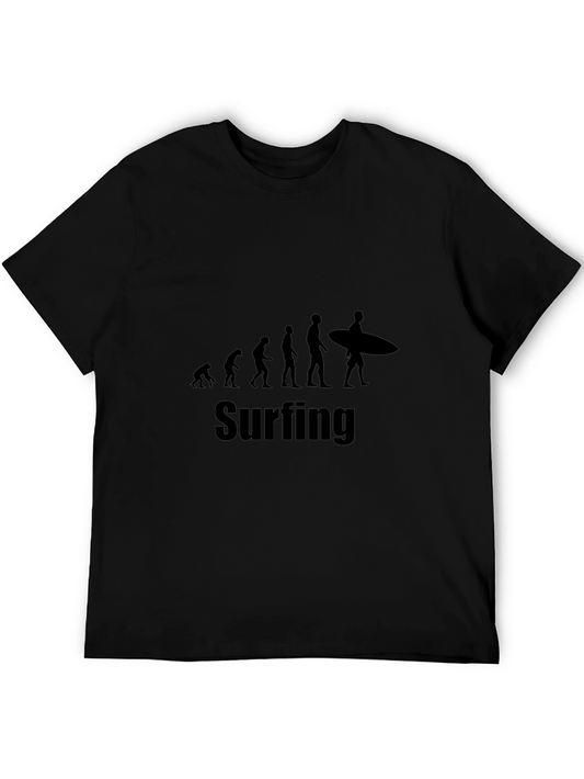Surfing Evolution Graphic T-Shirt | Cool Black Tee