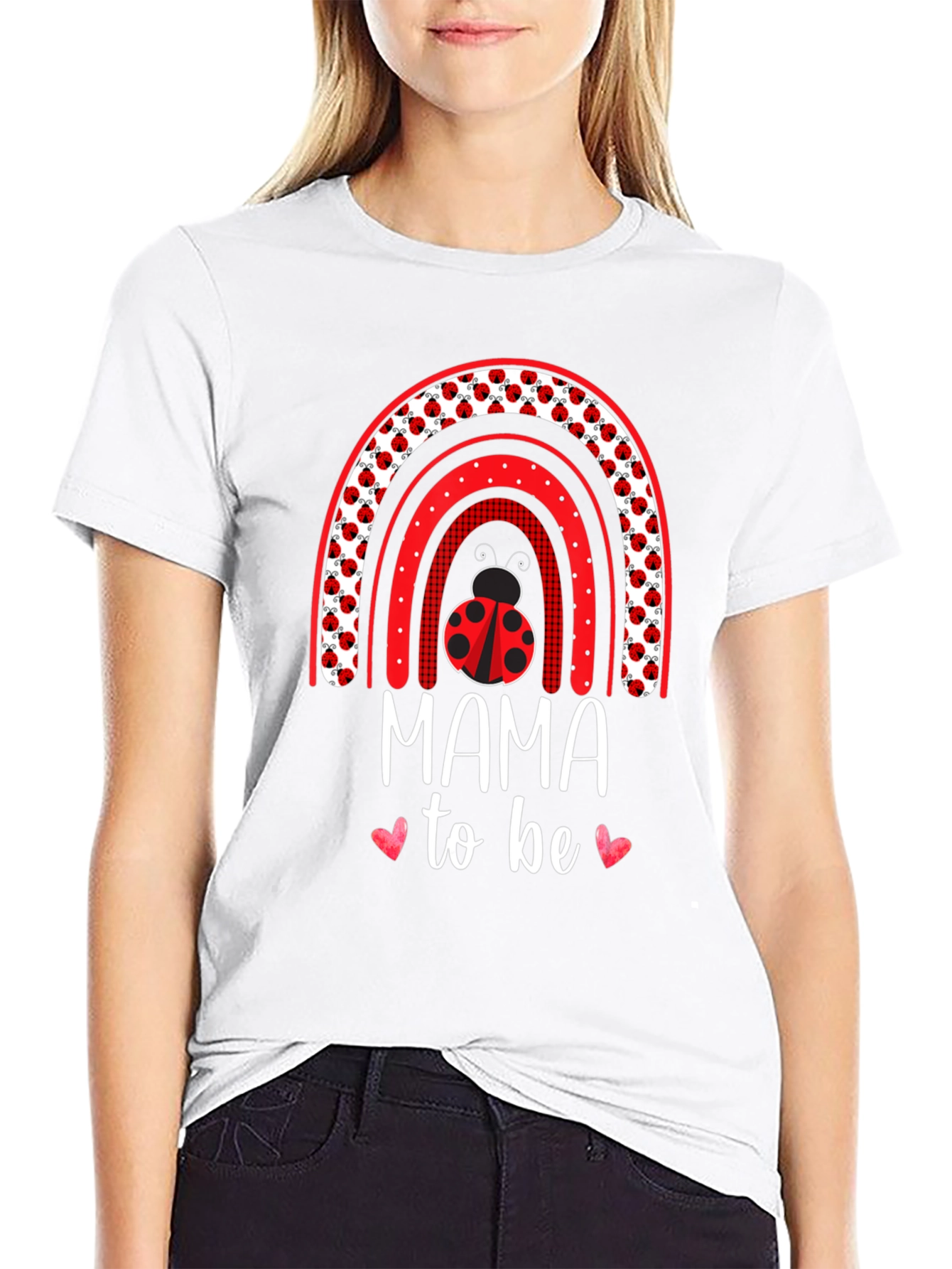 Mama To Be Ladybug Rainbow T-Shirt