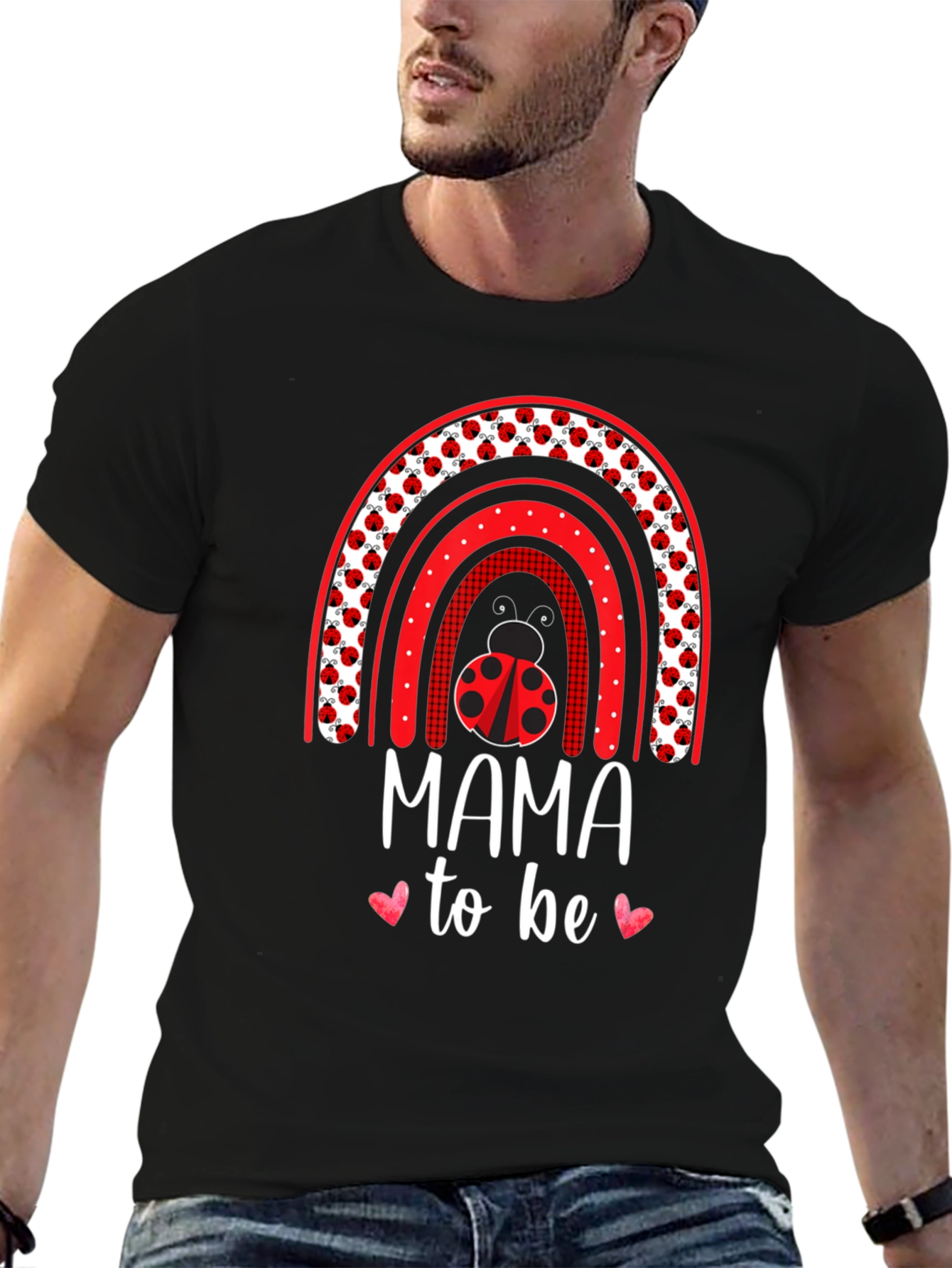 Mama To Be Ladybug Rainbow T-Shirt