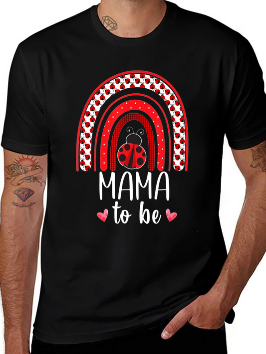 Mama To Be Ladybug Rainbow T-Shirt