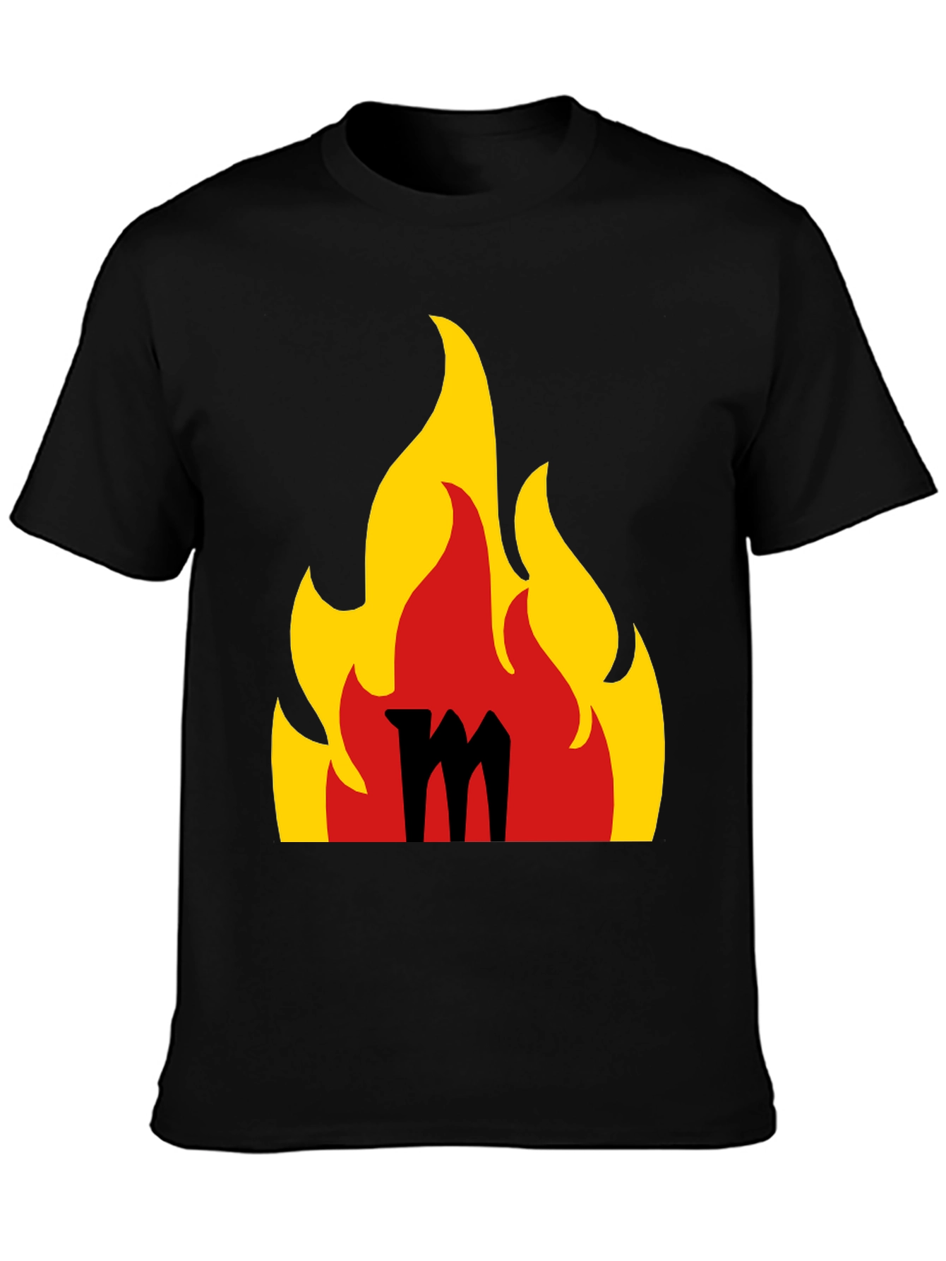 Flaming M Graphic Tee - Bold Black T-Shirt