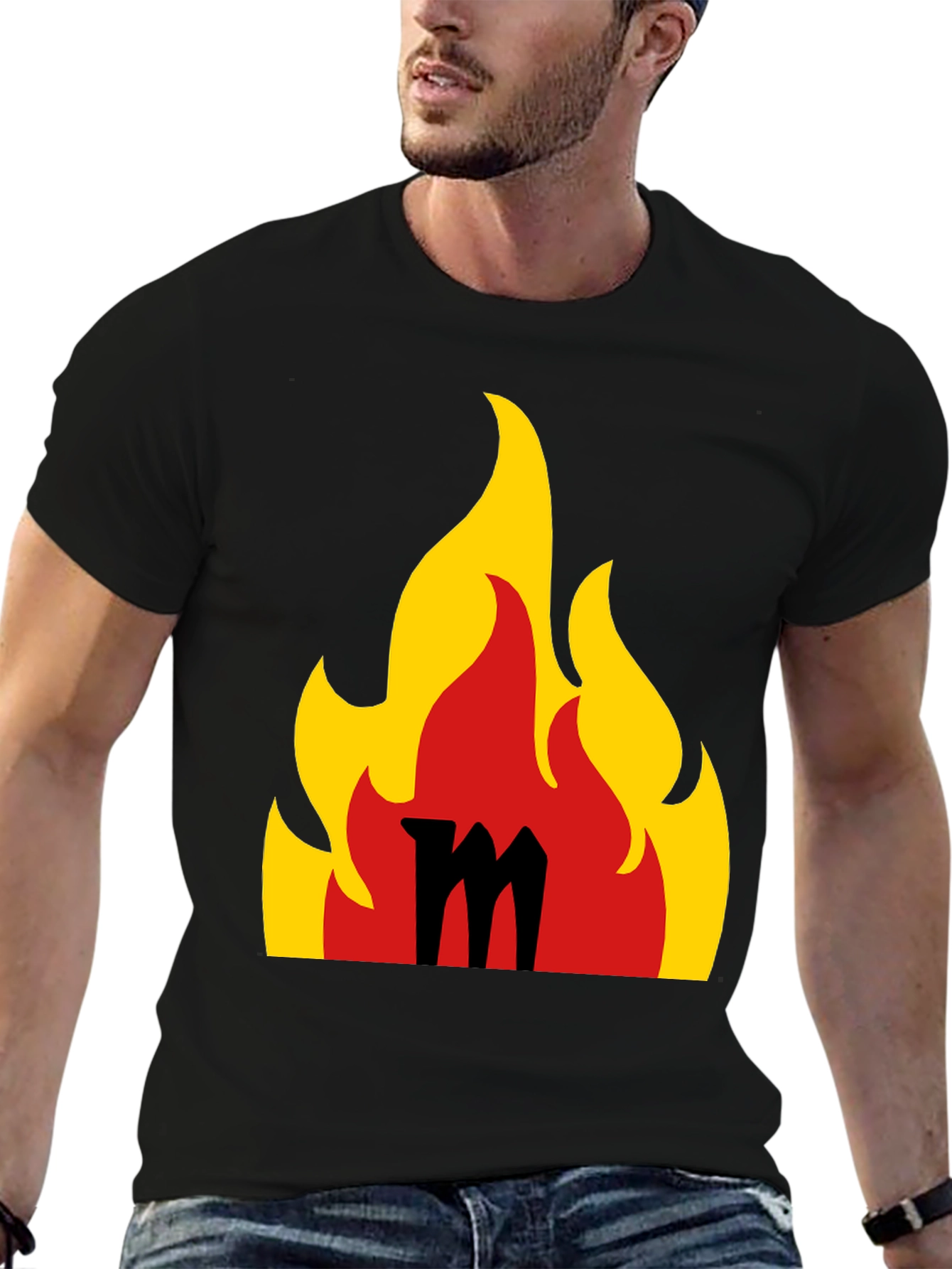 Flaming M Graphic Tee - Bold Black T-Shirt