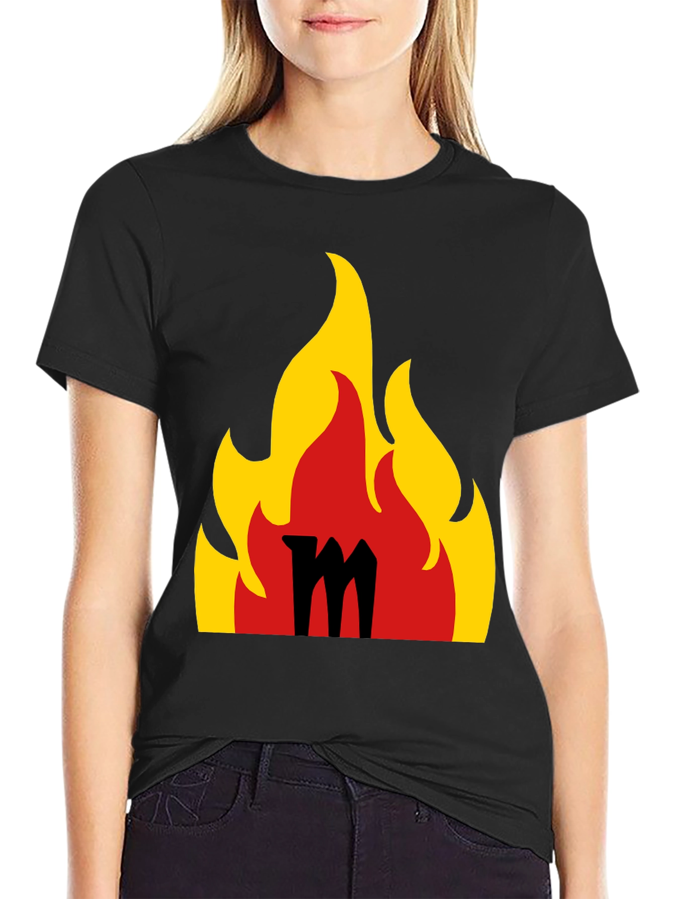 Flaming M Graphic Tee - Bold Black T-Shirt