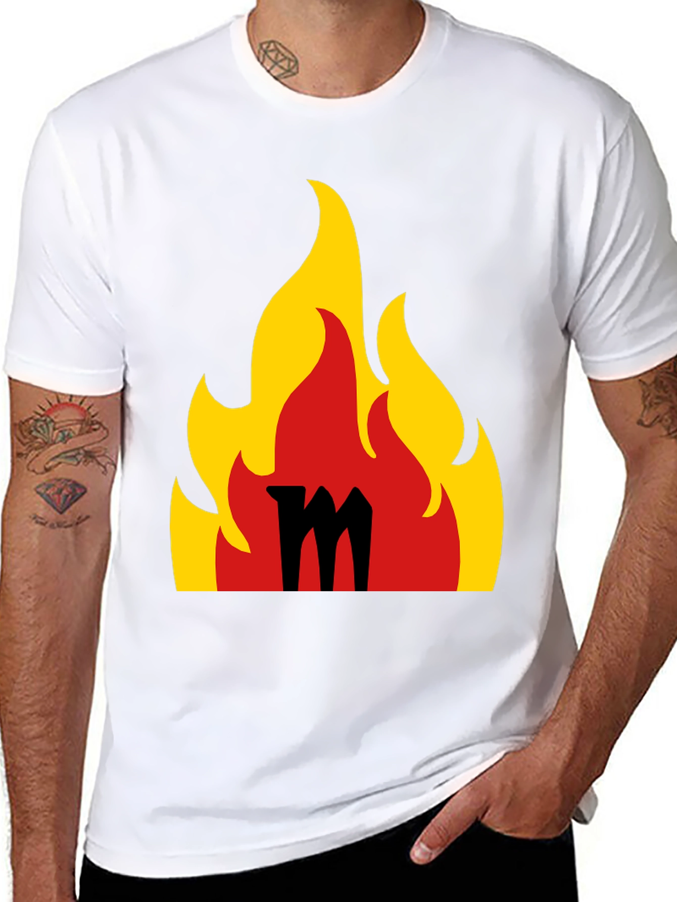 Flaming M Graphic Tee - Bold Black T-Shirt
