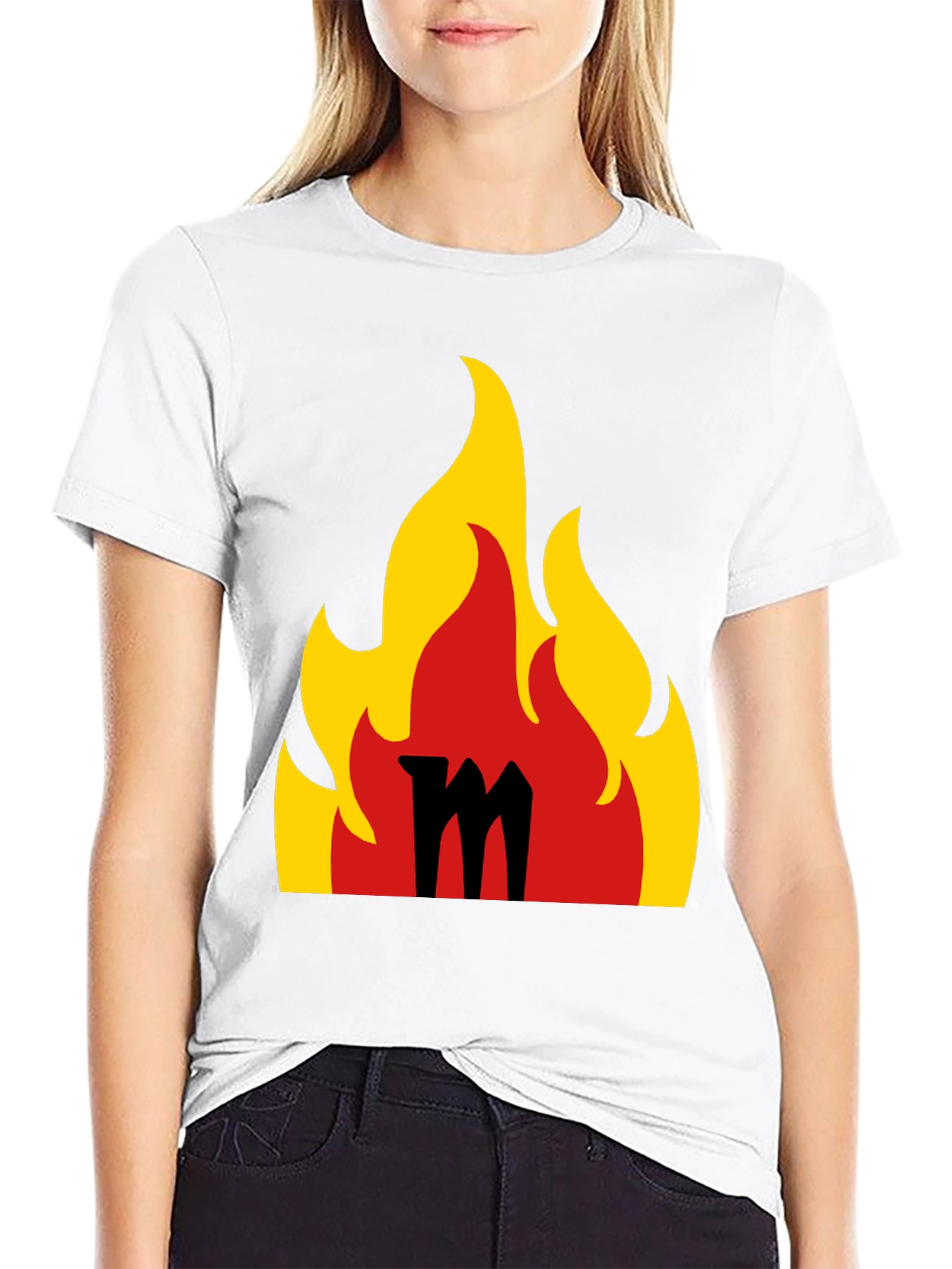 Flaming M Graphic Tee - Bold Black T-Shirt