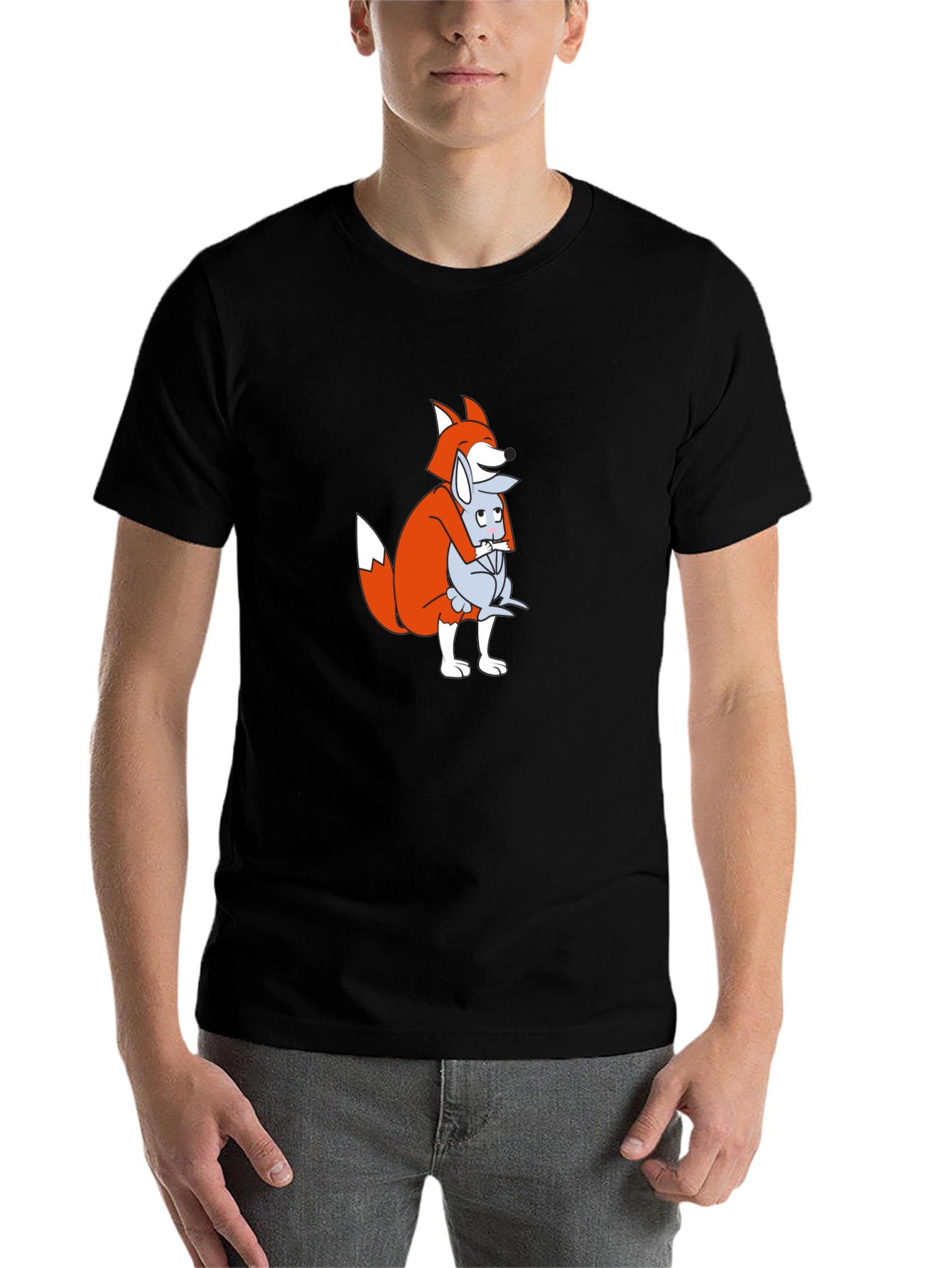Fox and Mouse Hug Graphic T-Shirt